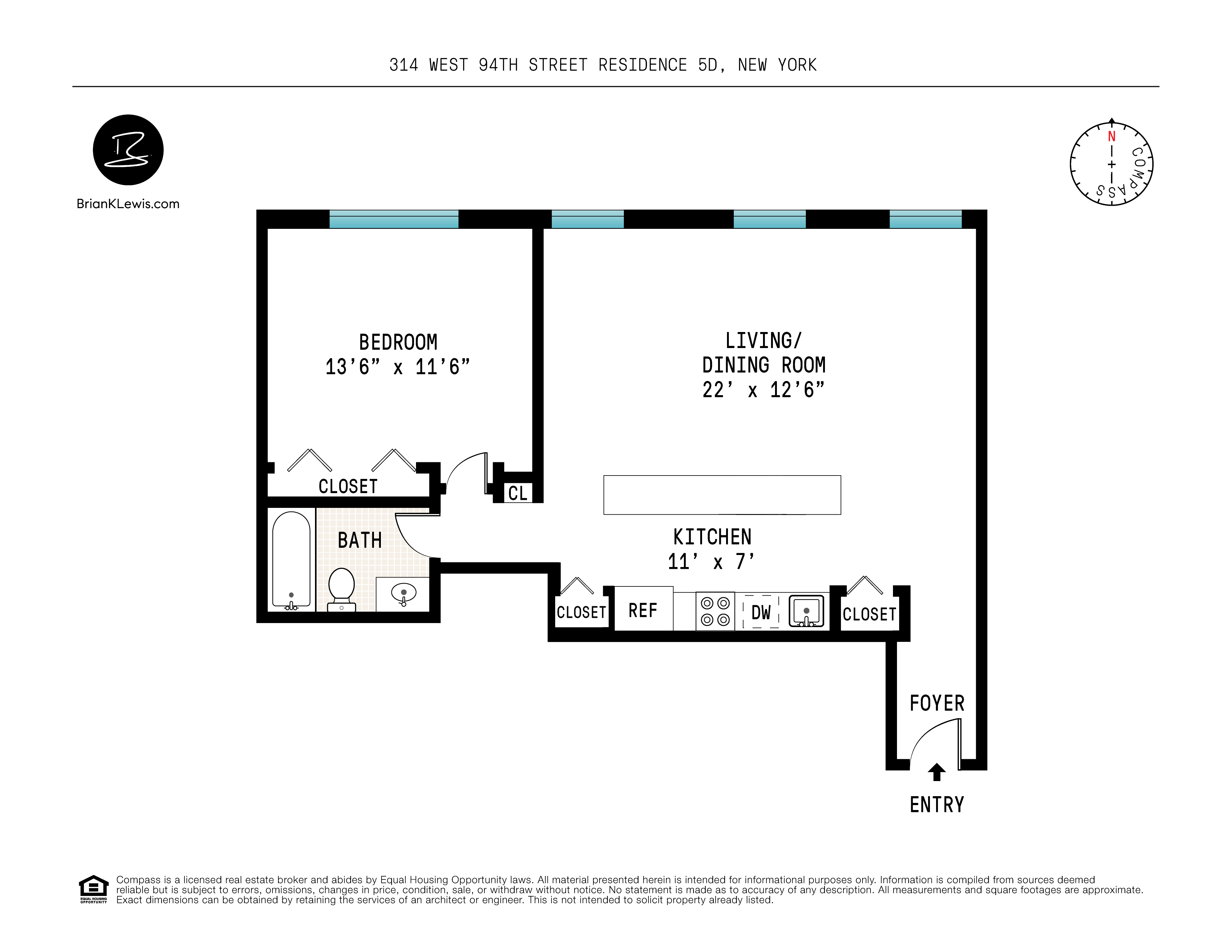 314 West 94th Street, Unit 5D Manhattan, NY 10025 - Photo 13 of 13 a picture of a room with a white wall and sign