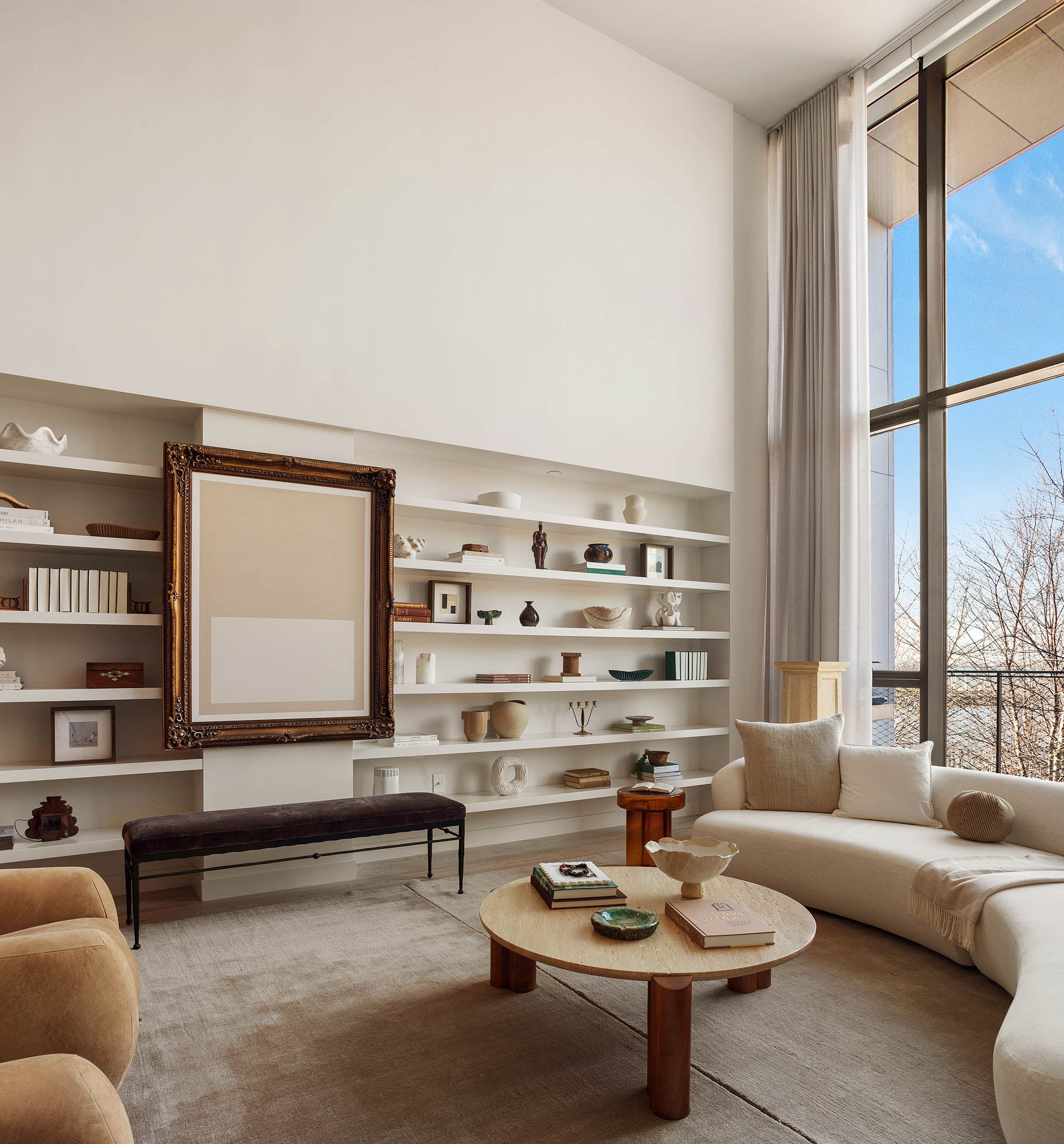 90 Furman Street, Unit N411 Brooklyn, NY 11201 - Photo 8 of 29 a living room with furniture a rug and a large window