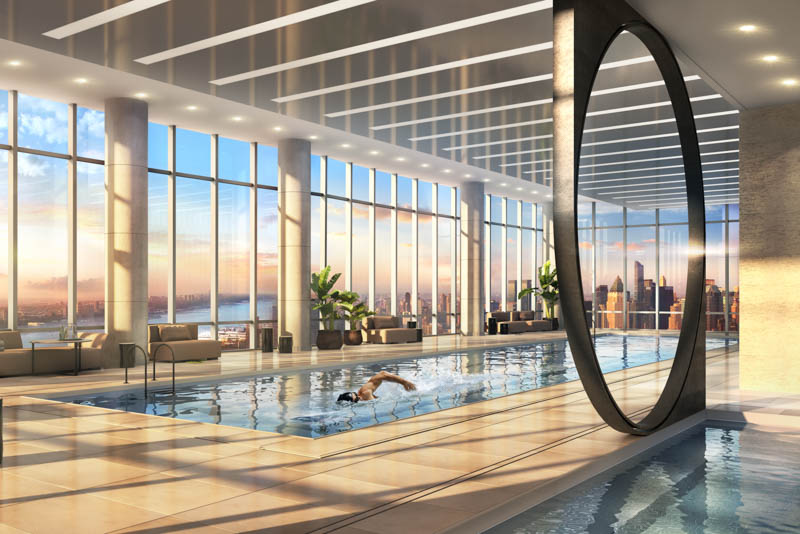 15 Hudson Yards, Unit 66F Manhattan, NY 10001 - Photo 11 of 23 a view of an entryway with a floor to ceiling window and wooden floor