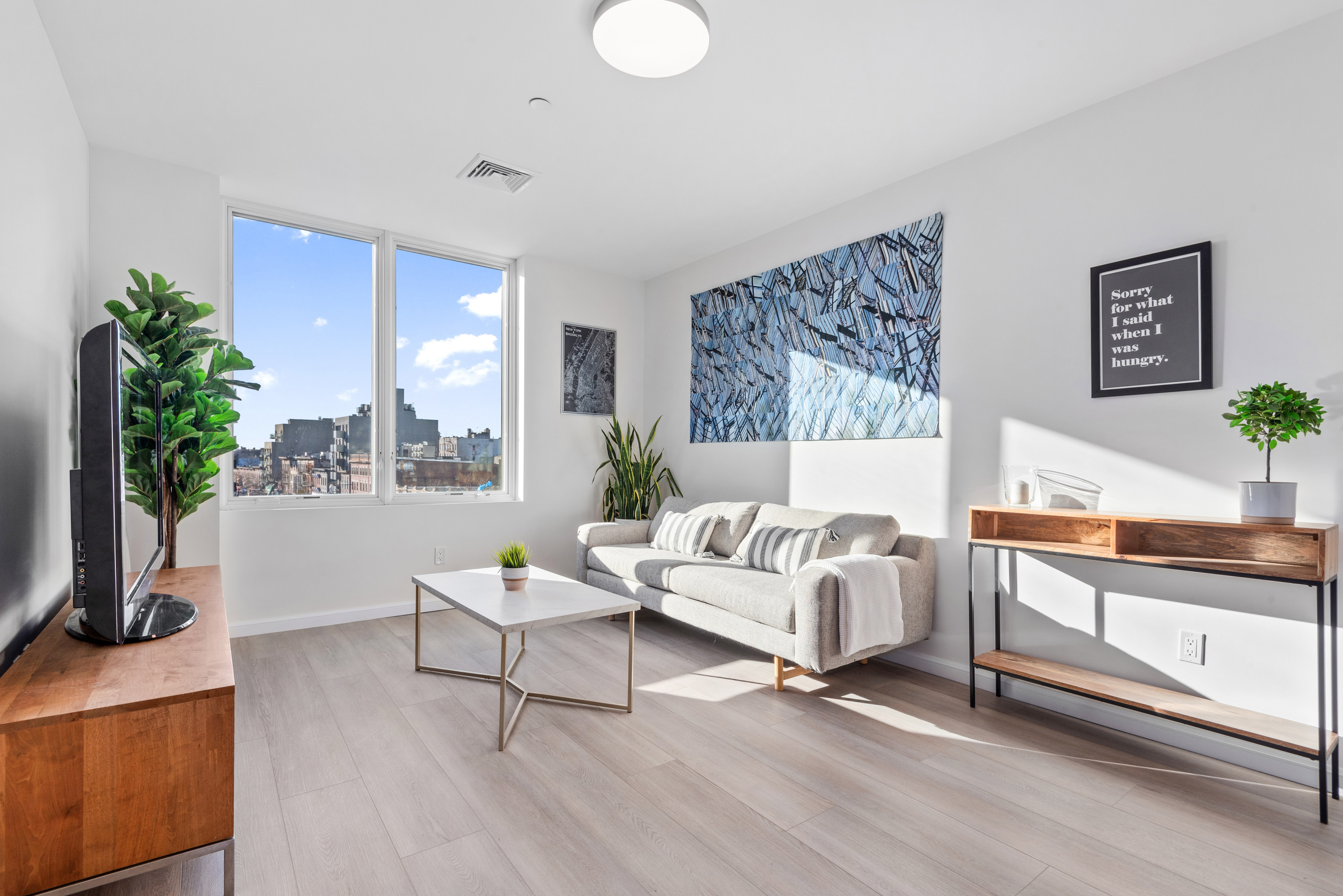 1 Lenox Road, Unit 7B Brooklyn, NY 11226 - Photo 3 of 10 a living room with furniture and a flat screen tv