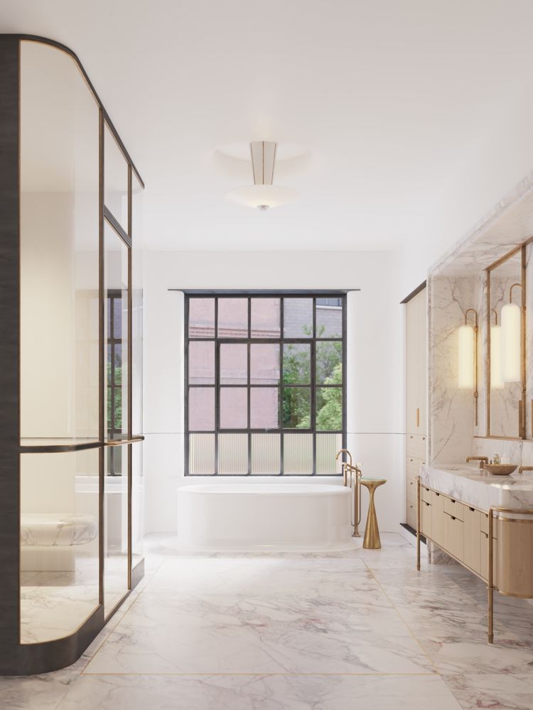 a spacious bedroom with a large bed and a large window