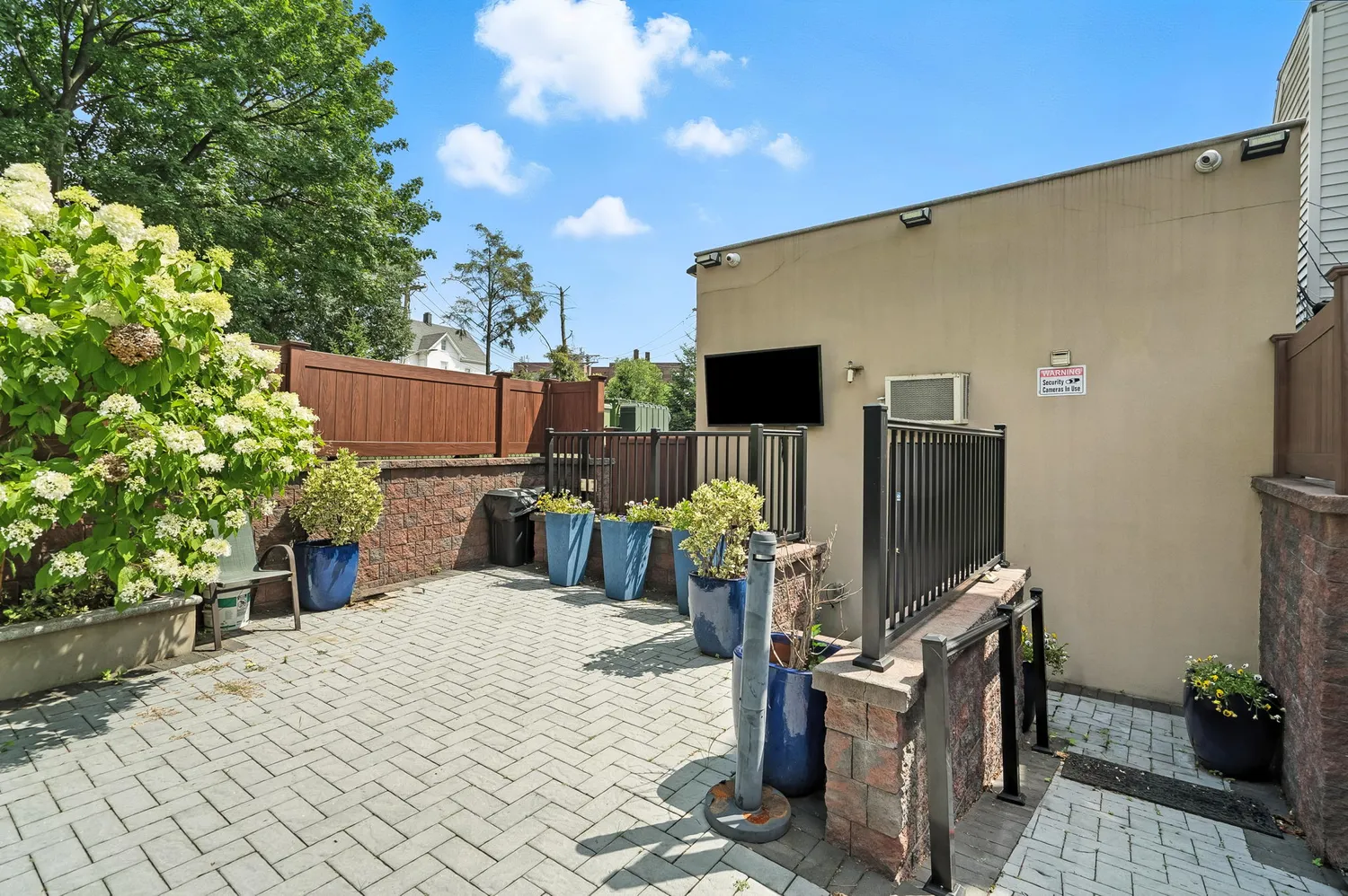 a view of a terrace with chairs