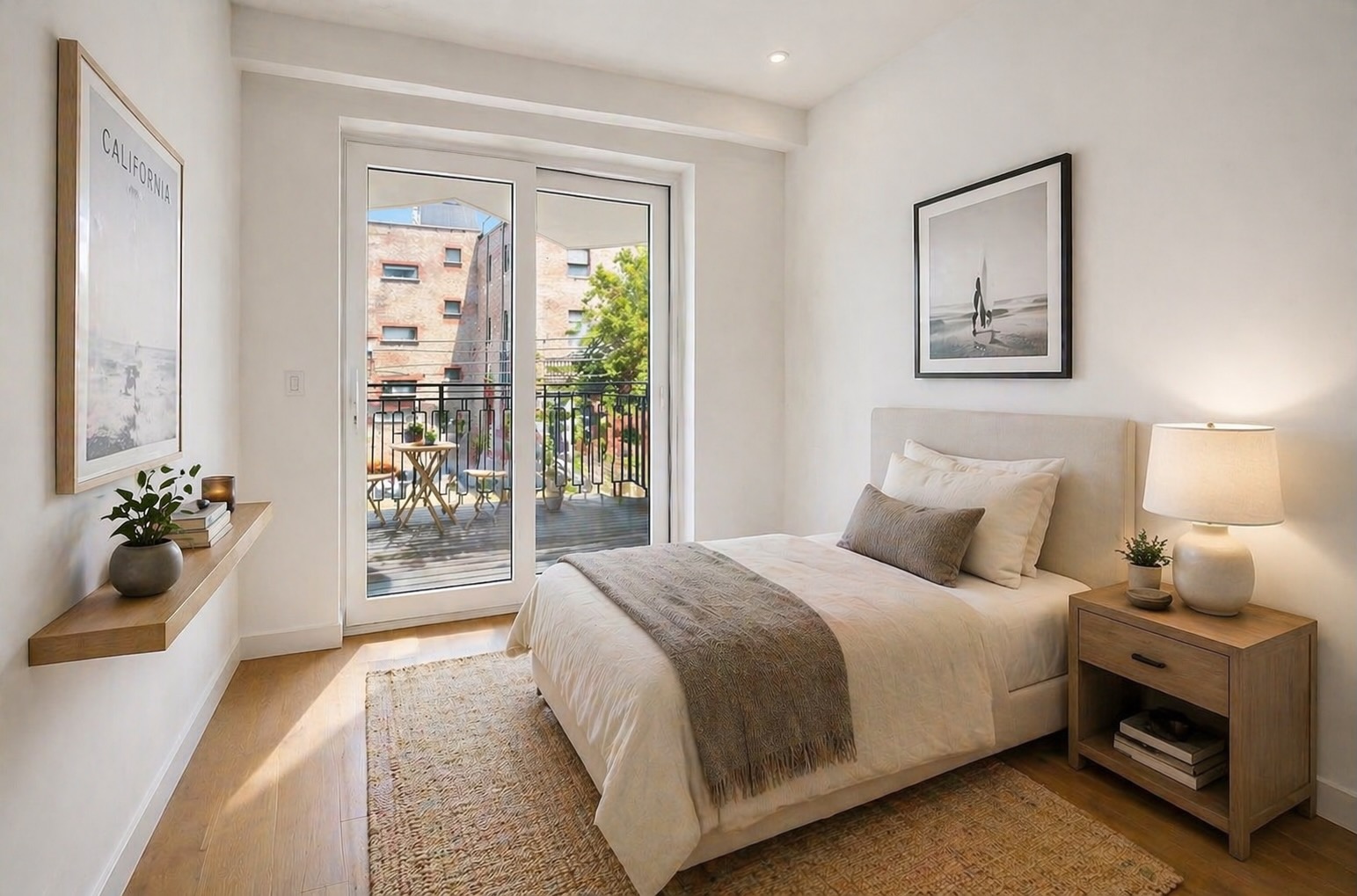 247 18th Street, Unit 3 Brooklyn, NY 11215 - Photo 5 of 11 a bedroom with a large bed and a chandelier