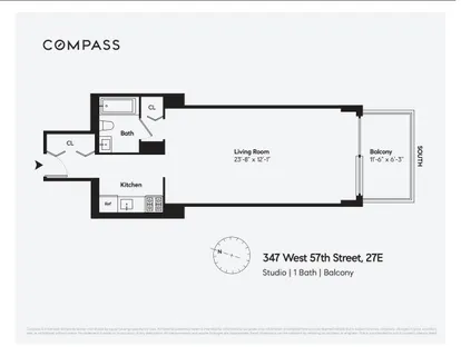 $825,000 | 347 West 57th Street, Unit 27E | Hell's Kitchen