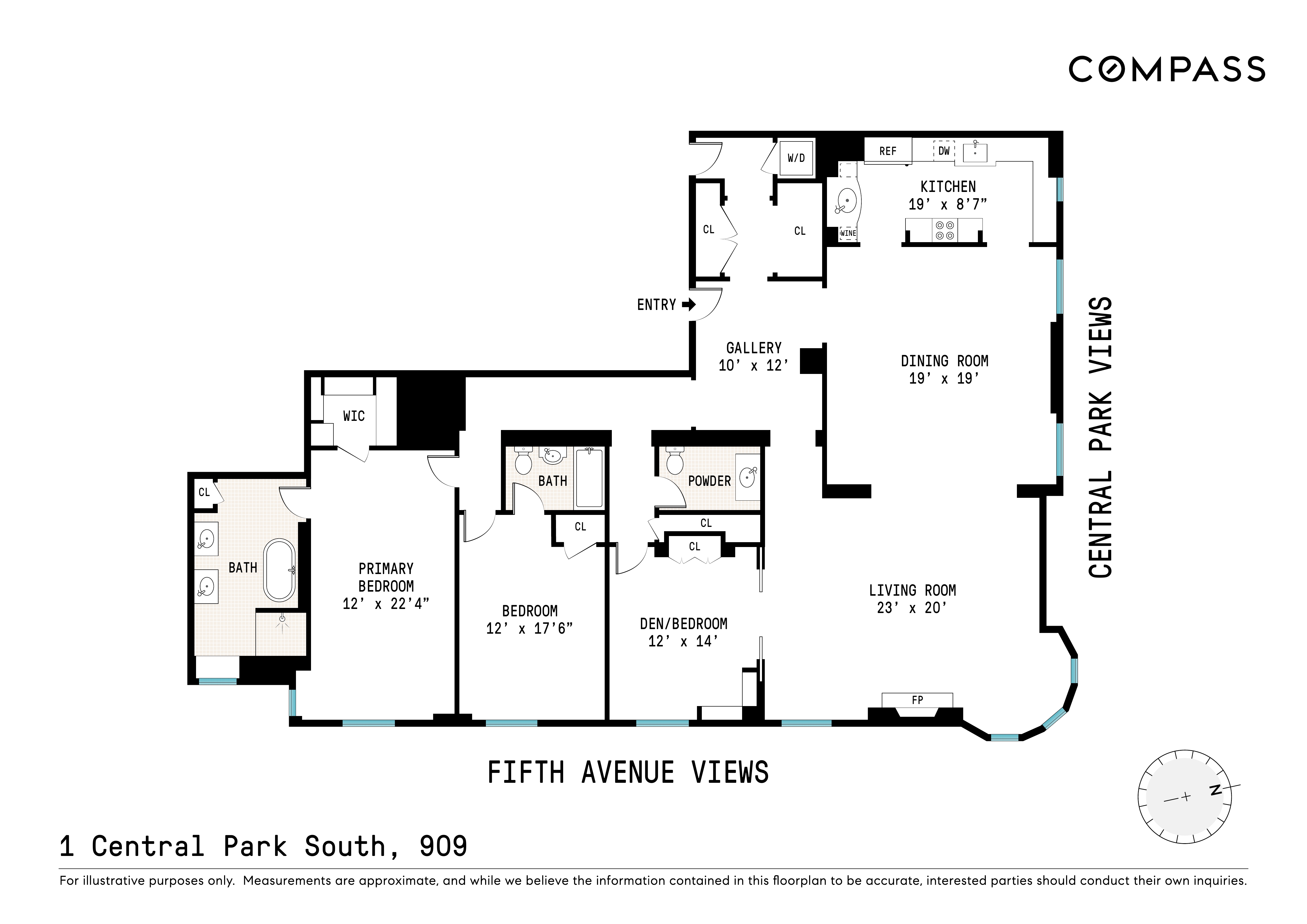 1 Central Park South, Unit 909915 Manhattan, NY 10019 - Photo 38 of 40 a picture of a floor plan