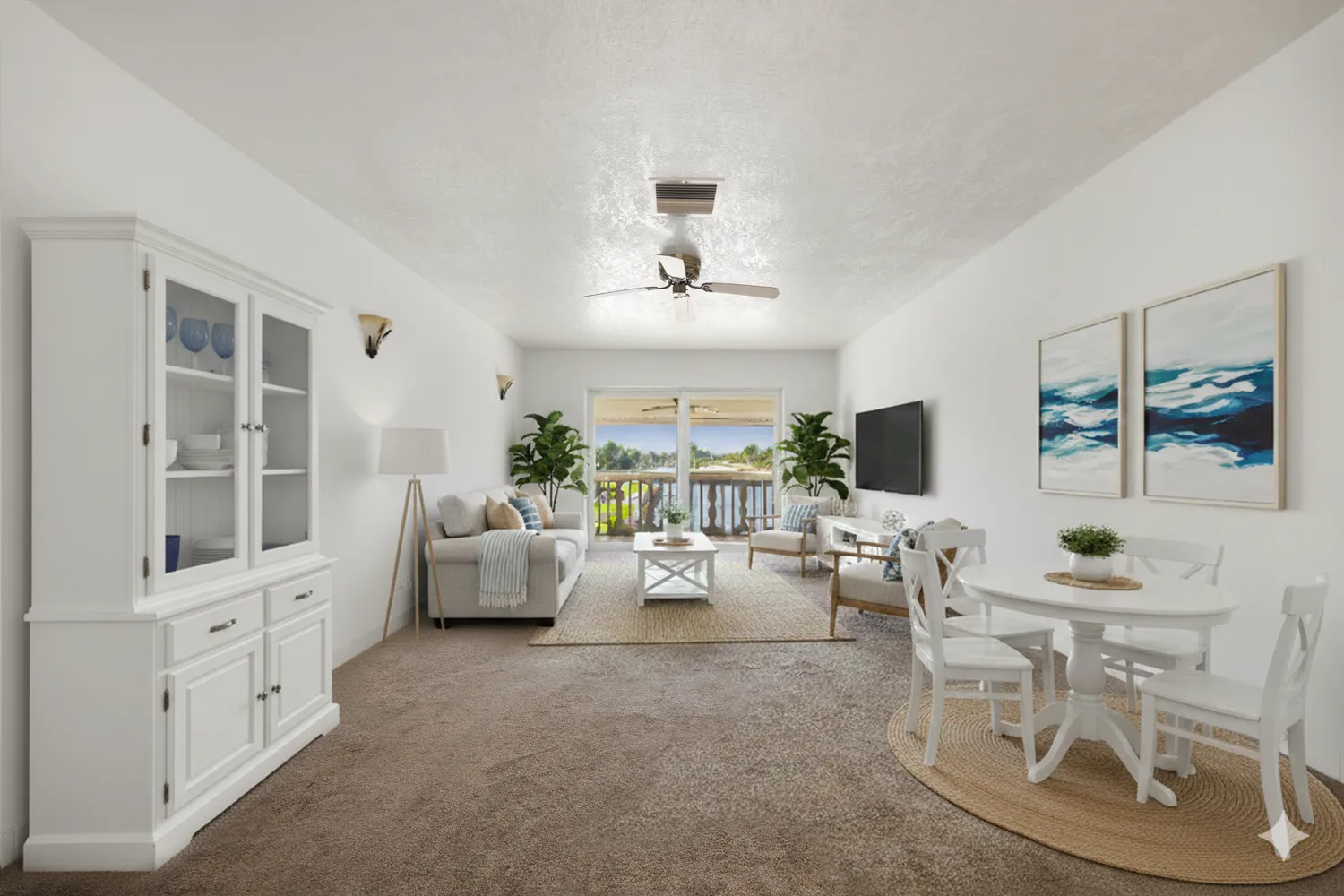 an aerial view of a house with a garden and lake view