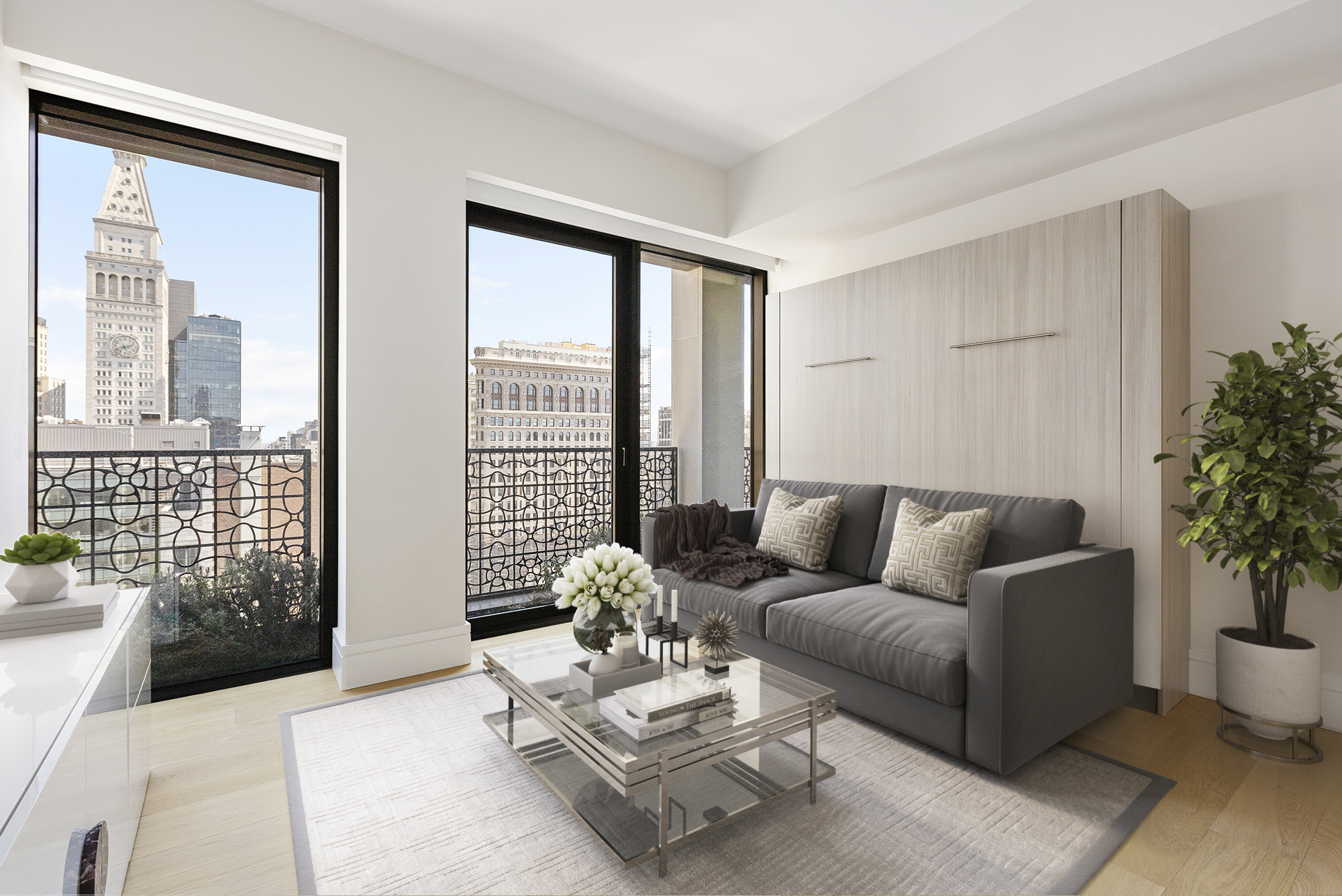 39 West 23rd Street, Unit 21A Manhattan, NY 10010 - Photo 9 of 14 a living room with furniture and a potted plant
