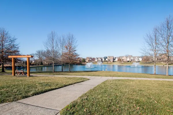 a view of a lake with houses