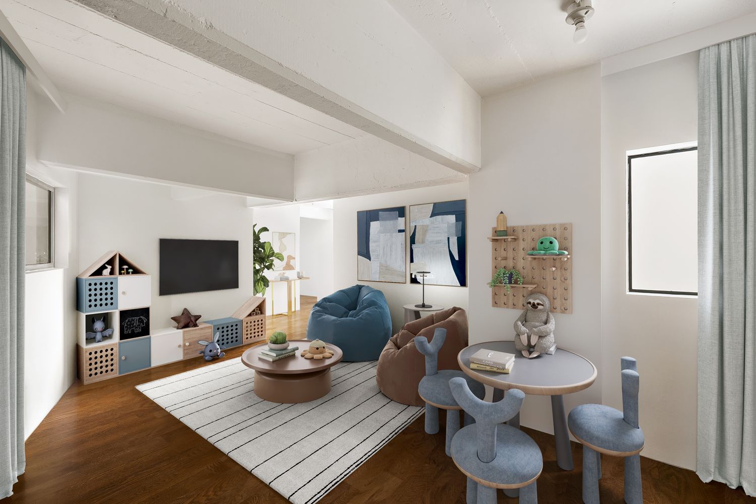 a living room with furniture and a flat screen tv