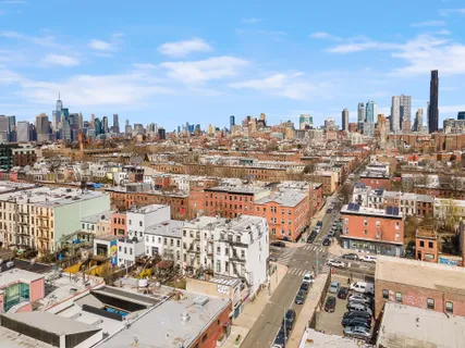 an aerial view of a city