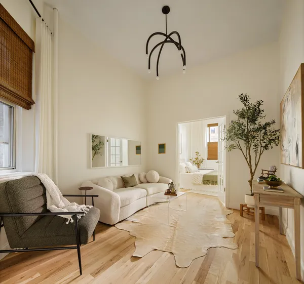 a living room with furniture