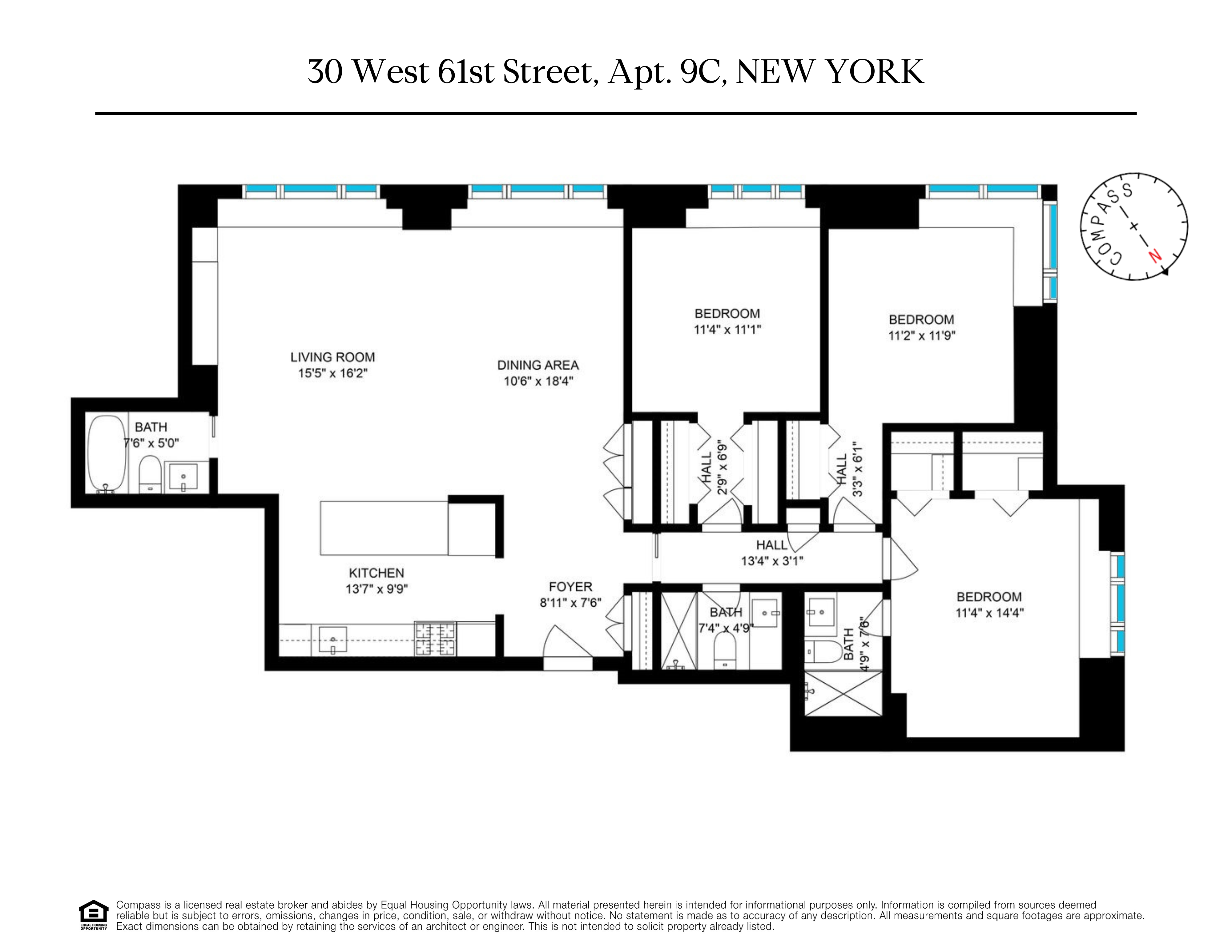 30 West 61st Street, Unit 9C Manhattan, NY 10023 - Photo 10 of 10 a picture of a floor plan