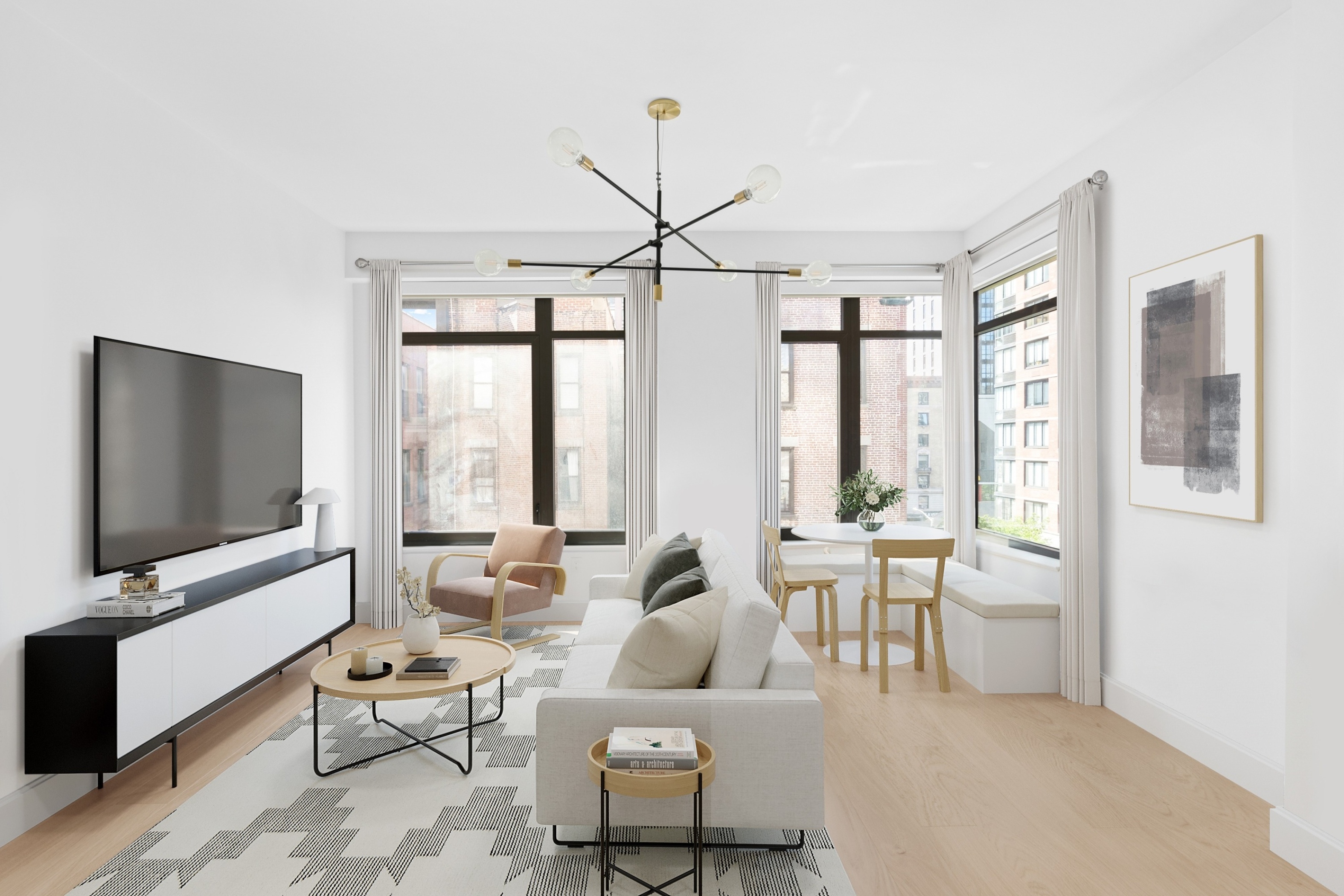 212 West 95th Street, Unit 4A Manhattan, NY 10025 - Photo 2 of 12 a living room with furniture and a flat screen tv