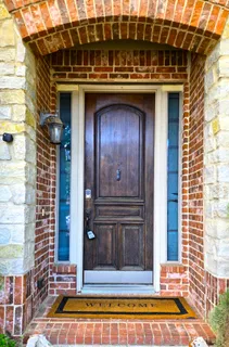 a view of a wooden door