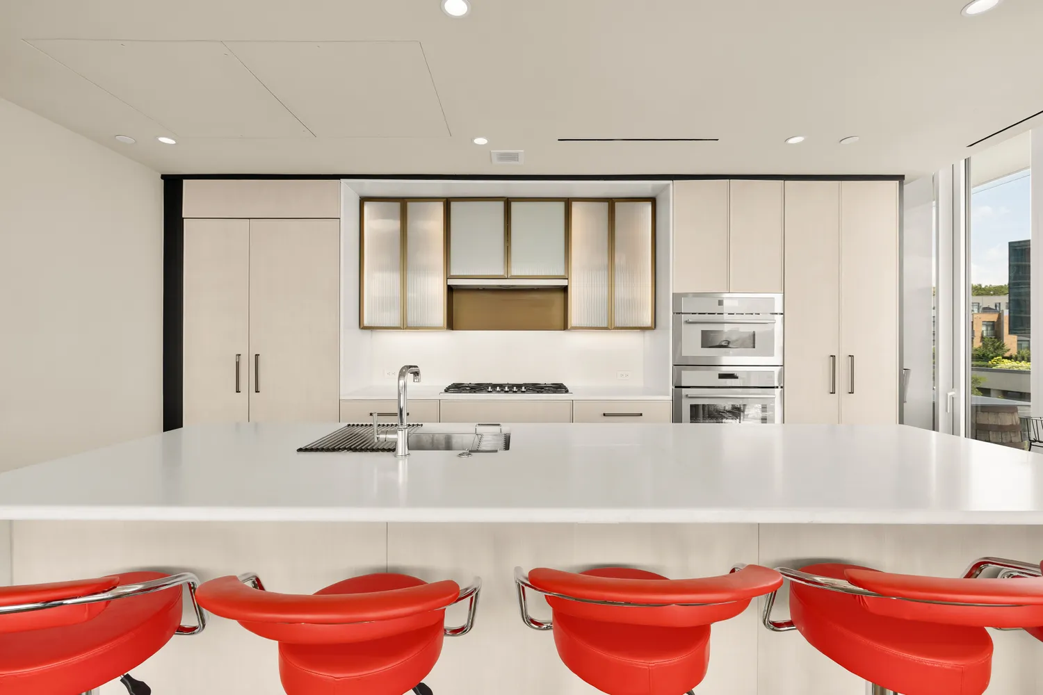 a kitchen with a stove and a microwave