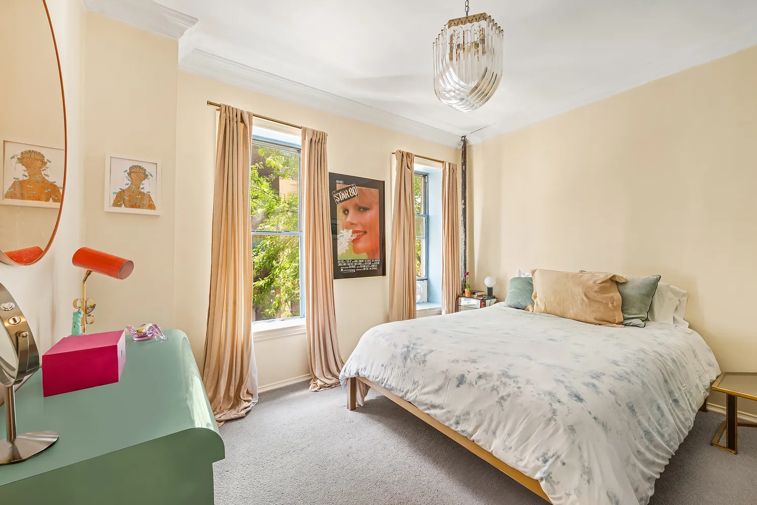 a bedroom with a bed and window