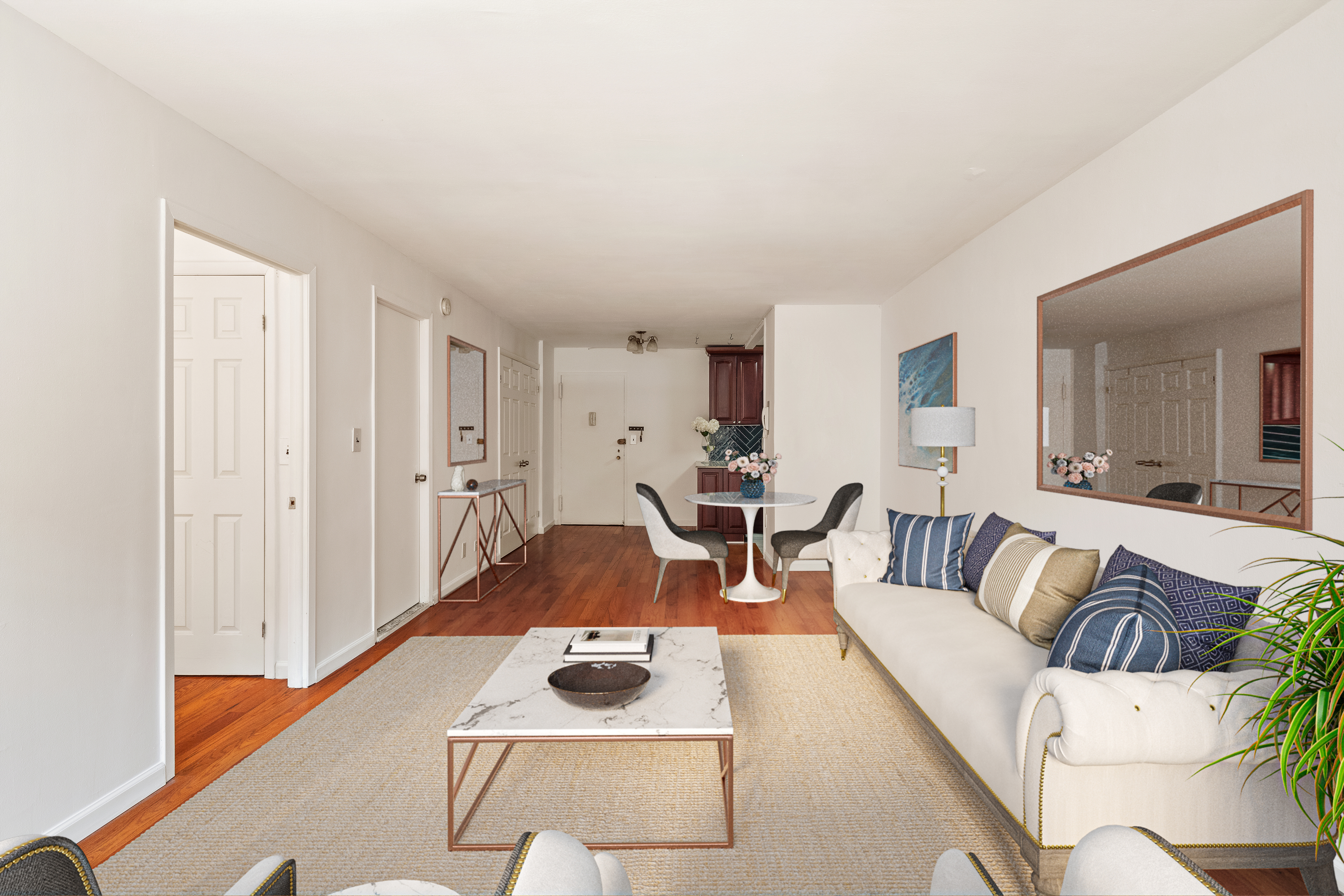 85 Livingston Street, Unit 3H Brooklyn, NY 11201 - Photo 3 of 9 a living room with furniture and a wooden floor