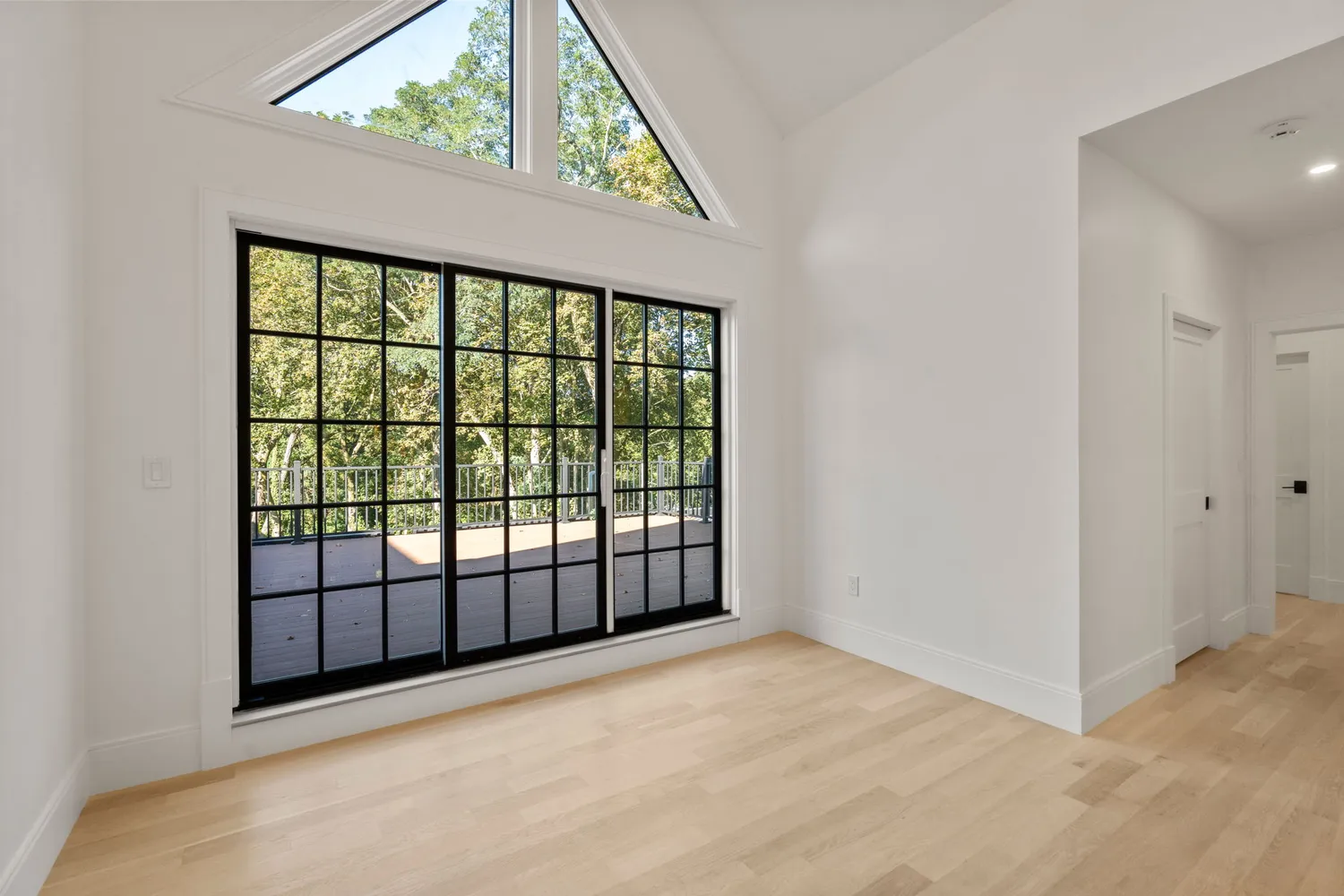 an empty room with windows