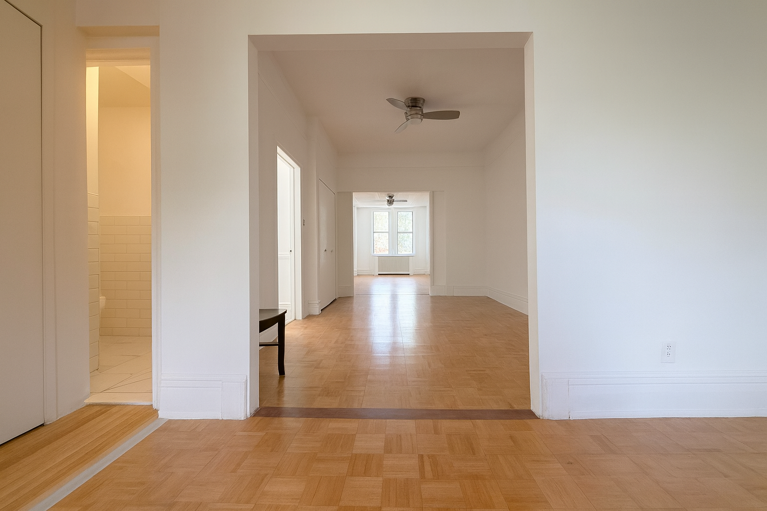 1001 Hart Street, Unit 2 Brooklyn, NY 11237 - Photo 15 of 24 a view of a hallway with wooden floor and a living room