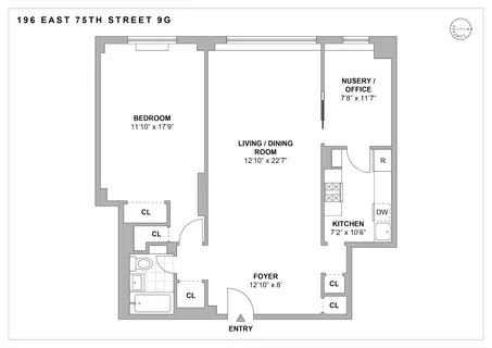 $950,000 | 196 East 75th Street, Unit 9G | Lenox Hill