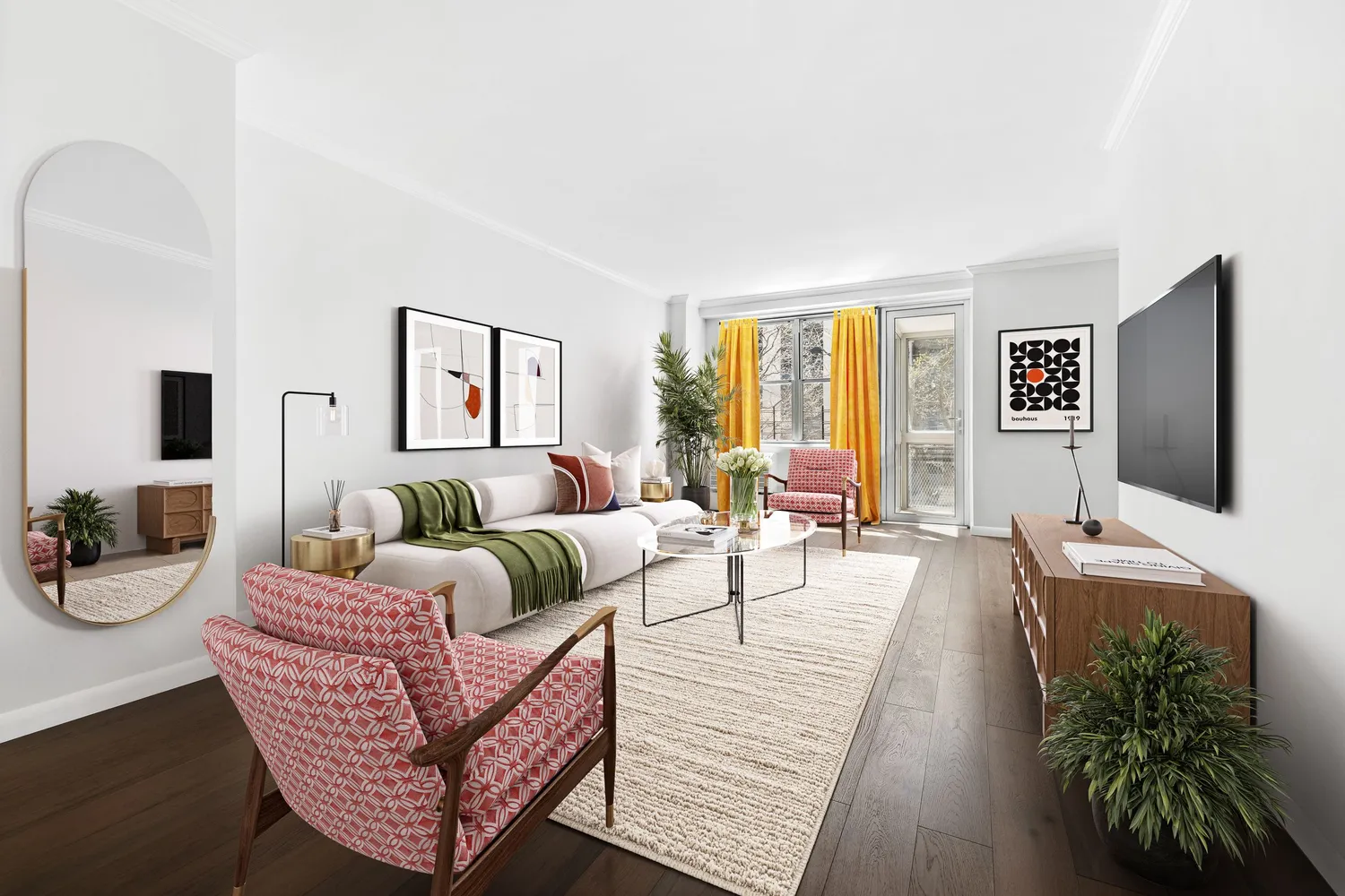 a living room with furniture and a flat screen tv