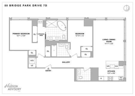 $2,195,000 | 50 Bridge Park Drive, Unit 7D | Brooklyn Heights