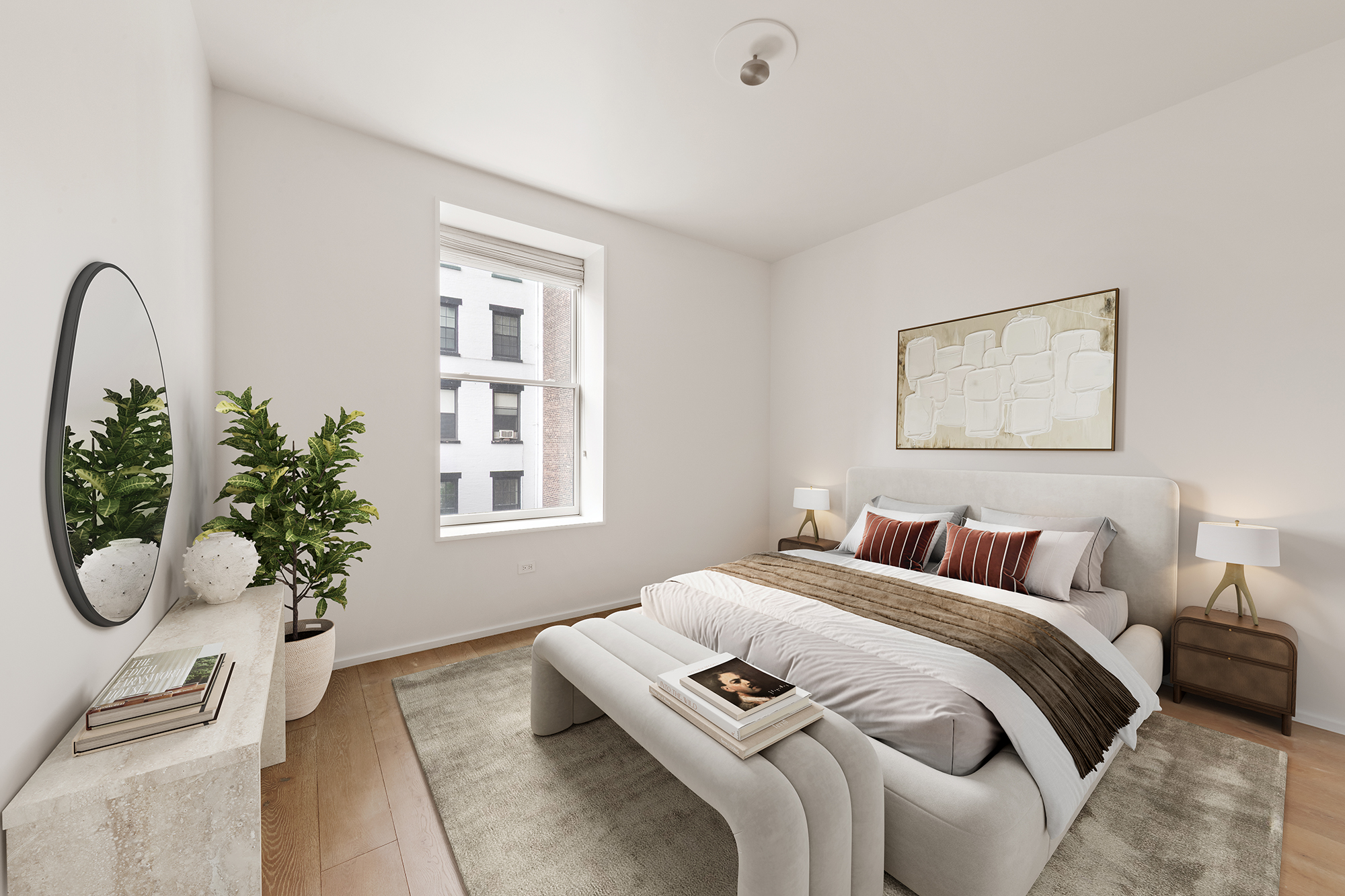 171 Columbia Heights, Unit 3A Brooklyn, NY 11201 - Photo 4 of 7 a bedroom with bed and a potted plant