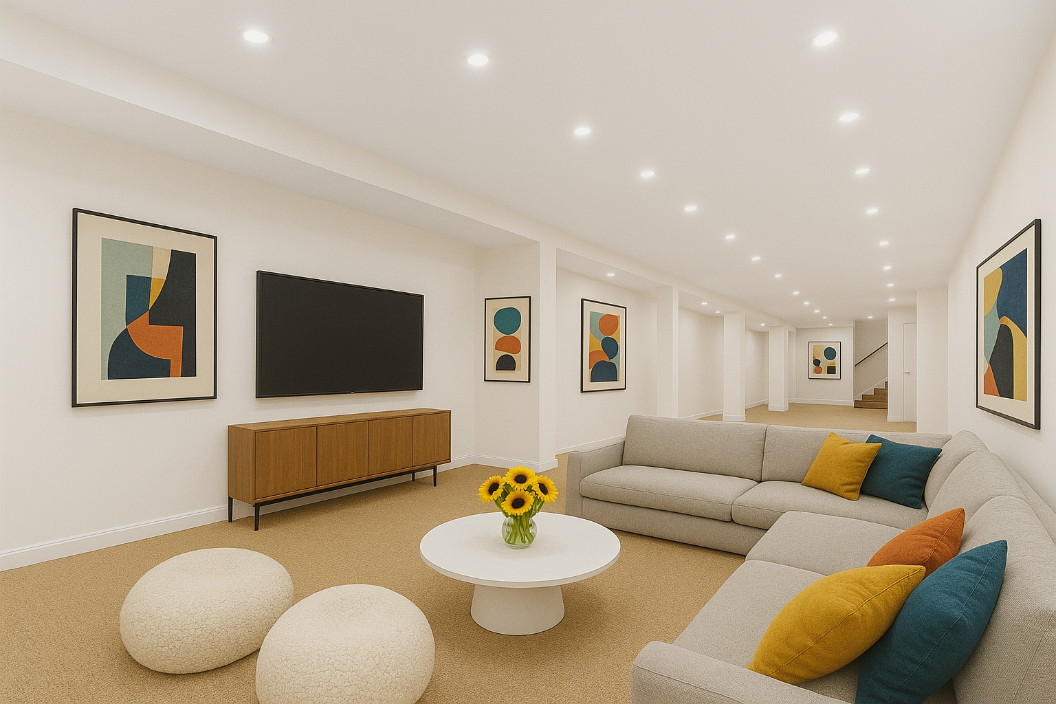 35-17 30th Street, Unit GARDEN Queens, NY 11106 - Photo 6 of 14 a living room with furniture and a flat screen tv