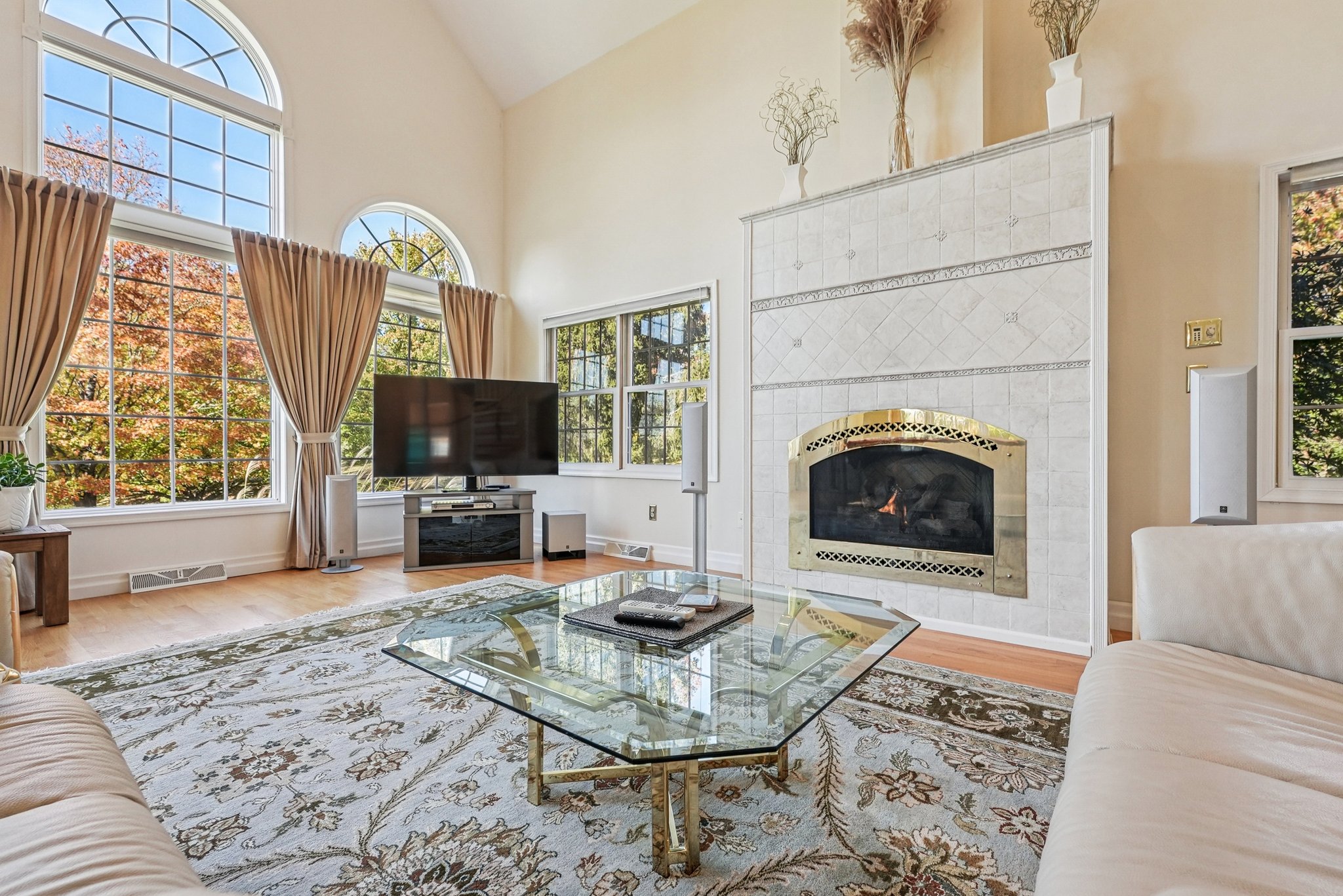 905 Kip Lane Neshanic Station, NJ 08853 - Photo 21 of 50 a living room with furniture a flat screen tv and a fireplace