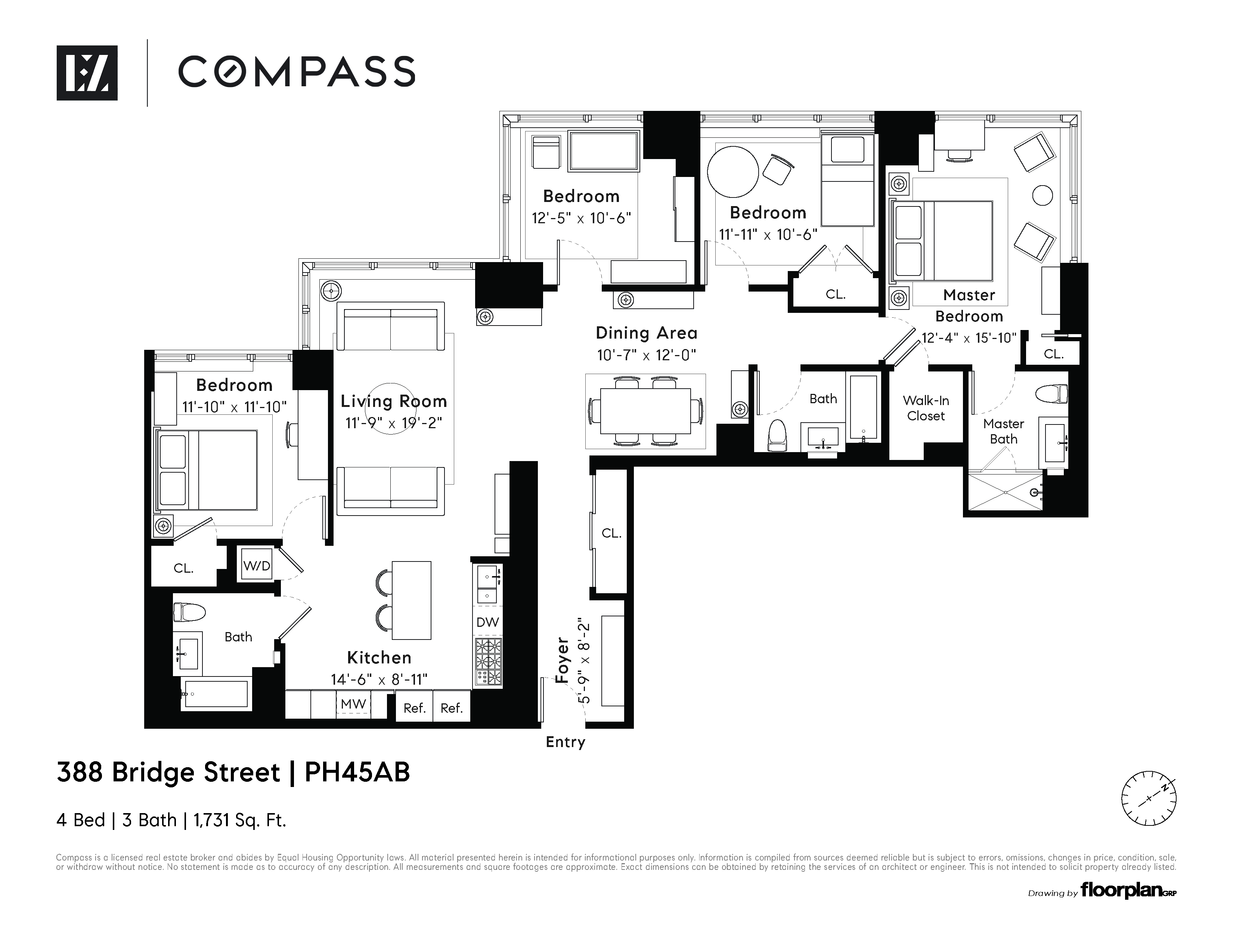 388 Bridge Street, Unit PH45AB Brooklyn, NY 11201 - Photo 36 of 36 a picture of a floor plan