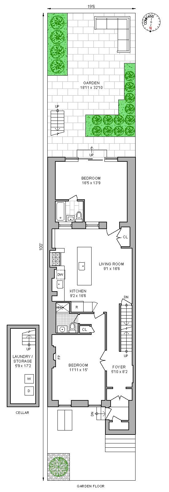 304 Lafayette Avenue, Unit GARDEN Brooklyn, NY 11238 - Photo 10 of 10 a picture of a floor plan