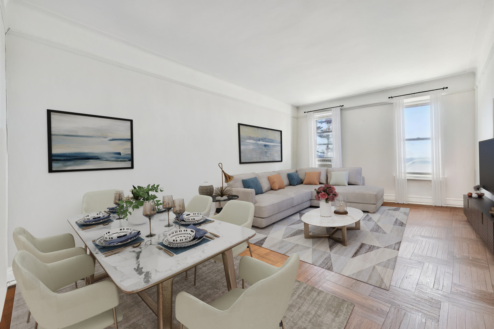 9701 Shore Road, Unit 1C Brooklyn, NY 11209 - Photo 1 of 8 a living room with furniture and wooden floor