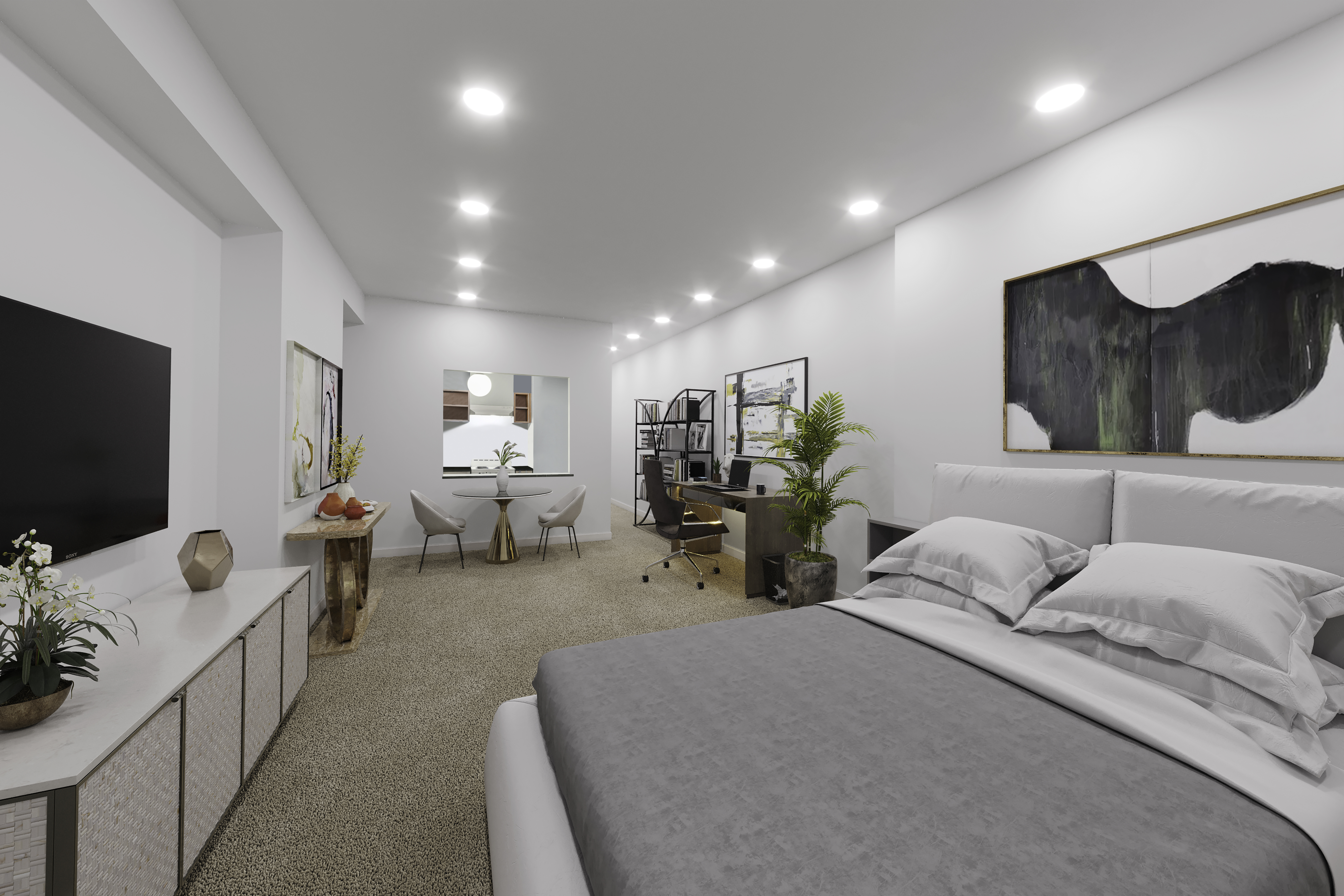 133 West 123rd Street Manhattan, NY 10027 - Photo 22 of 31 a bed room with furniture and a flat screen tv