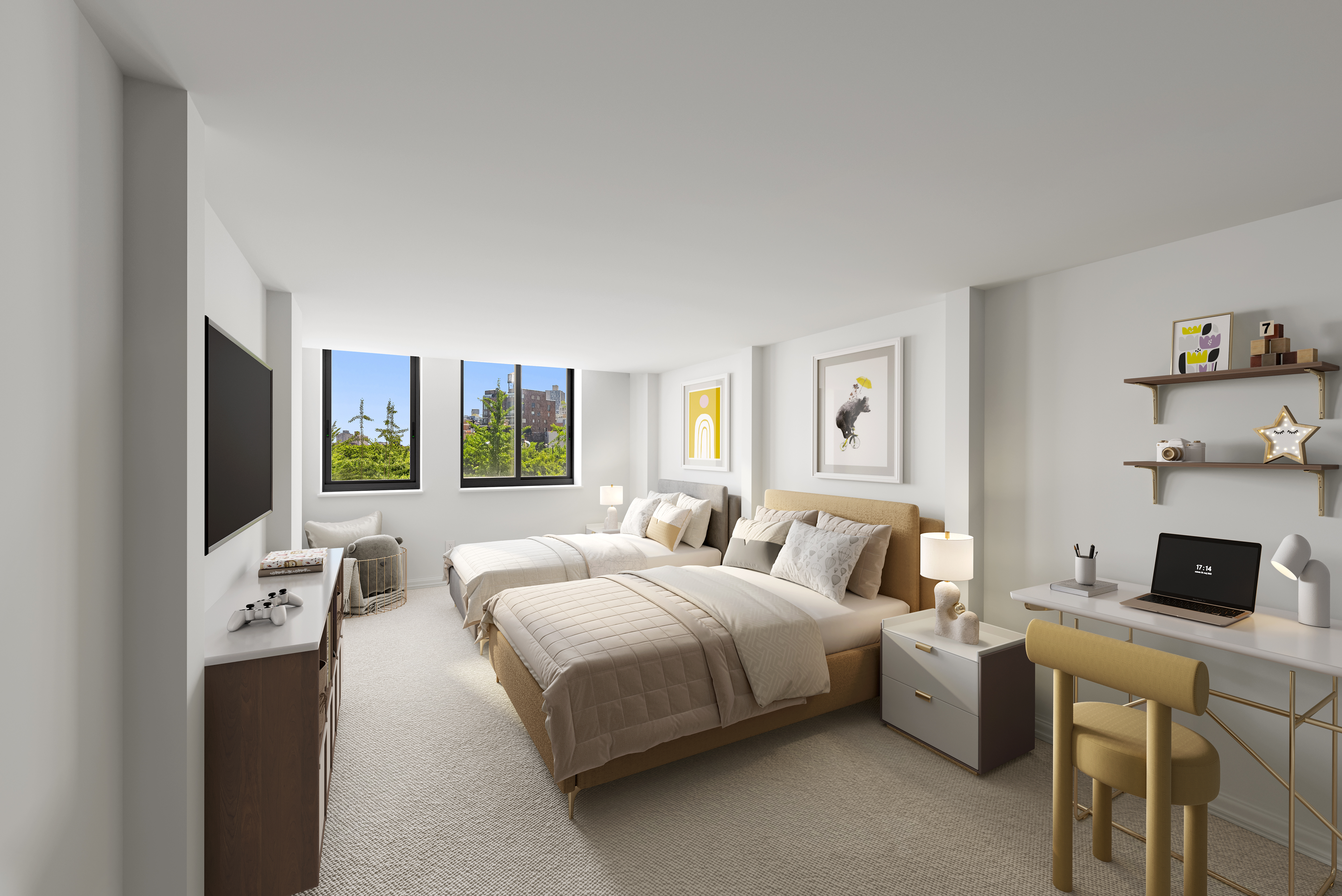 421 Hudson Street, Unit 306 Manhattan, NY 10014 - Photo 7 of 12 a bedroom with a bed and a window