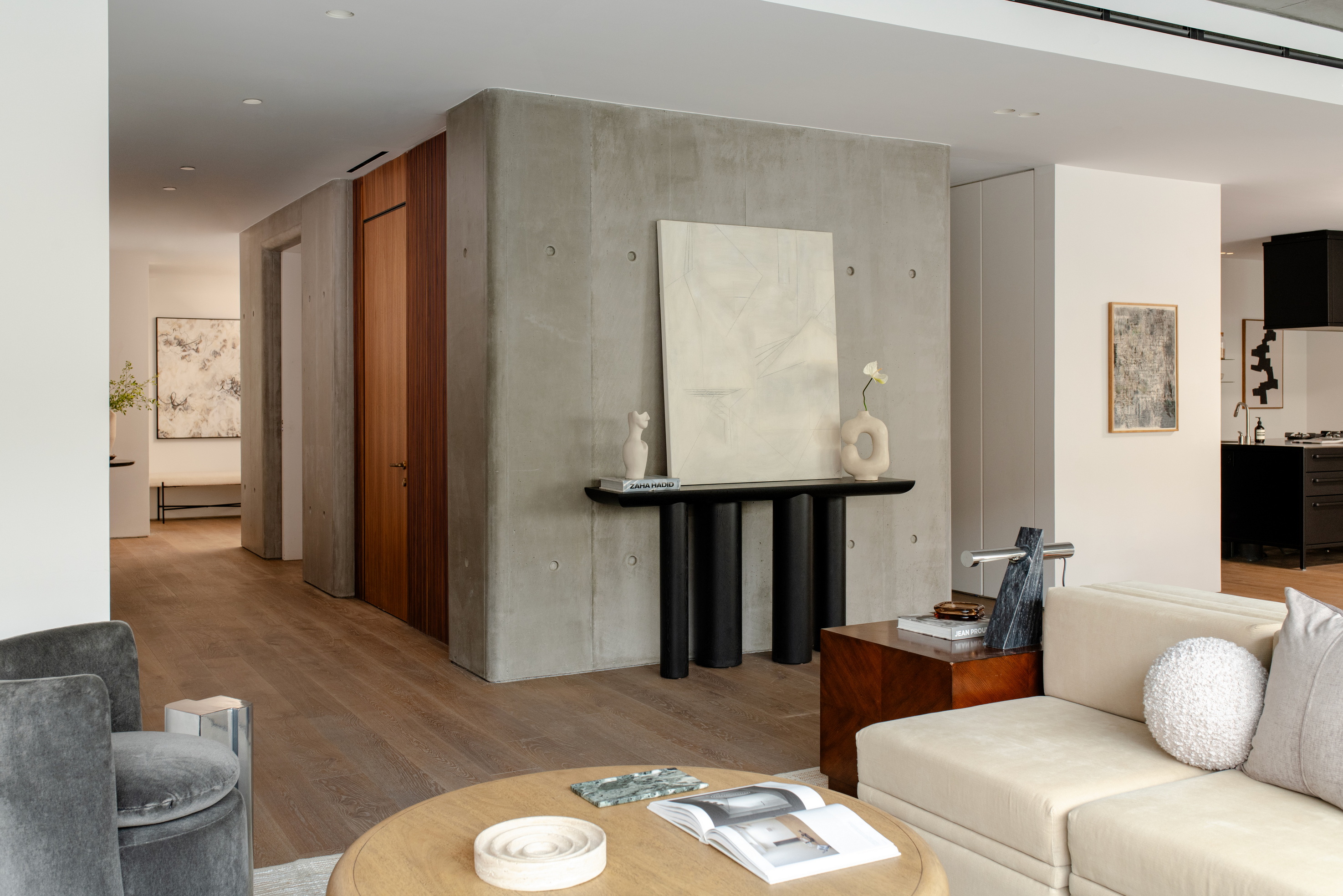 455 West 19th Street, Unit 3 Manhattan, NY 10011 - Photo 18 of 30 a living room with furniture and a flat screen tv