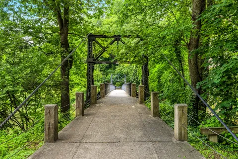 a view of a lake with a yard