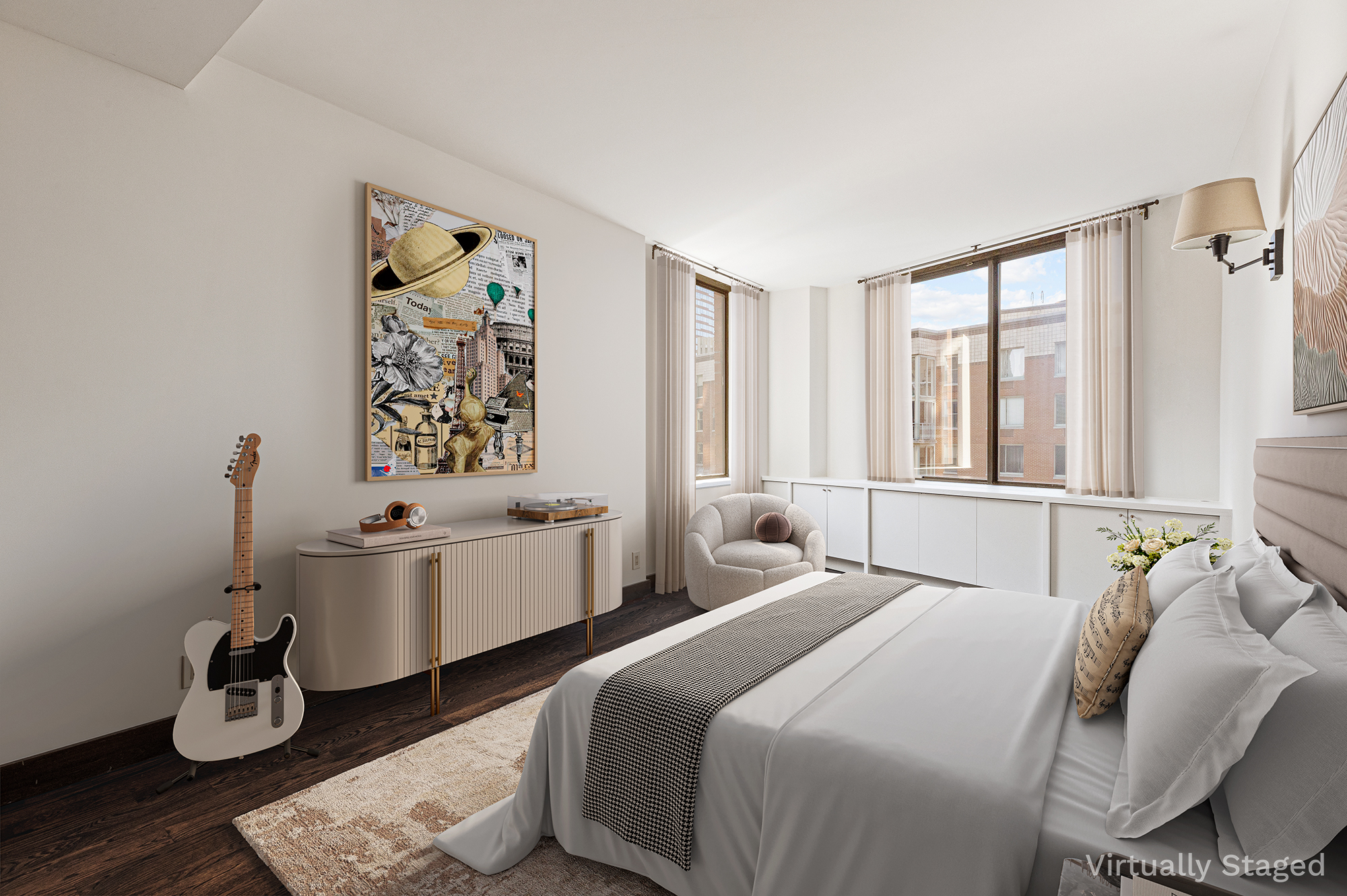 380 Rector Place, Unit 7LMN Manhattan, NY 10280 - Photo 9 of 14 a room with a bed and wooden floor