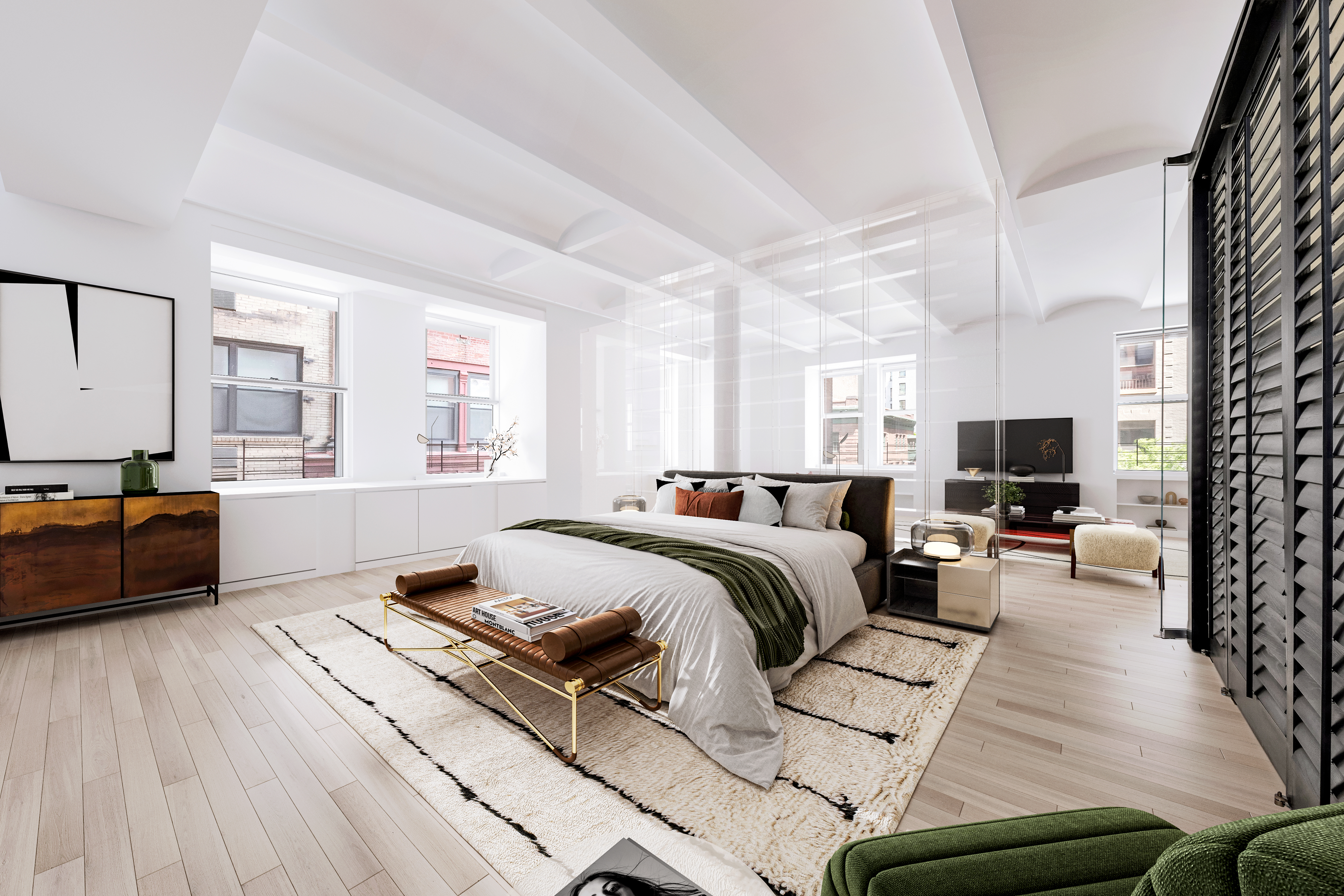 55 Hudson Street, Unit 3BCD Manhattan, NY 10013 - Photo 12 of 21 a bed room with a bed and a television