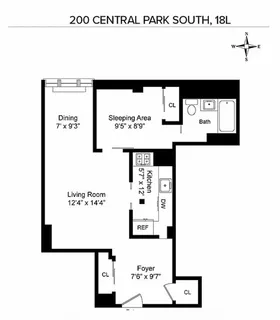 $949,000 | 200 Central Park South, Unit 18L | Central Park South