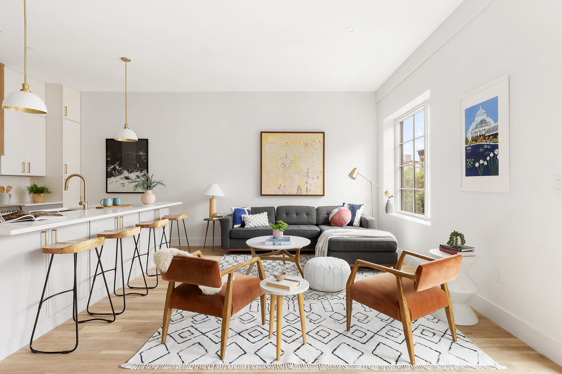 262 17th Street, Unit PH Brooklyn, NY 11215 - Photo 4 of 15 a living room with furniture a flat screen tv and a window