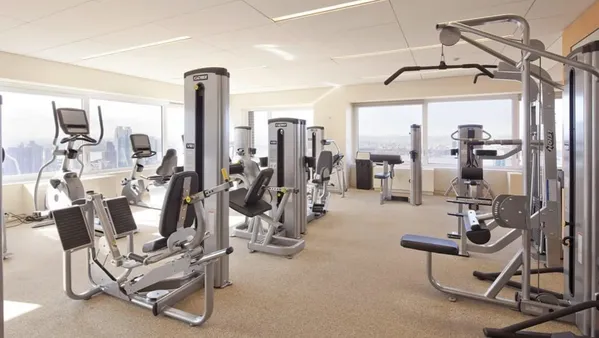 a view of a room with gym equipment