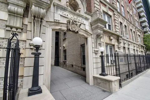 a view of a building with entryway