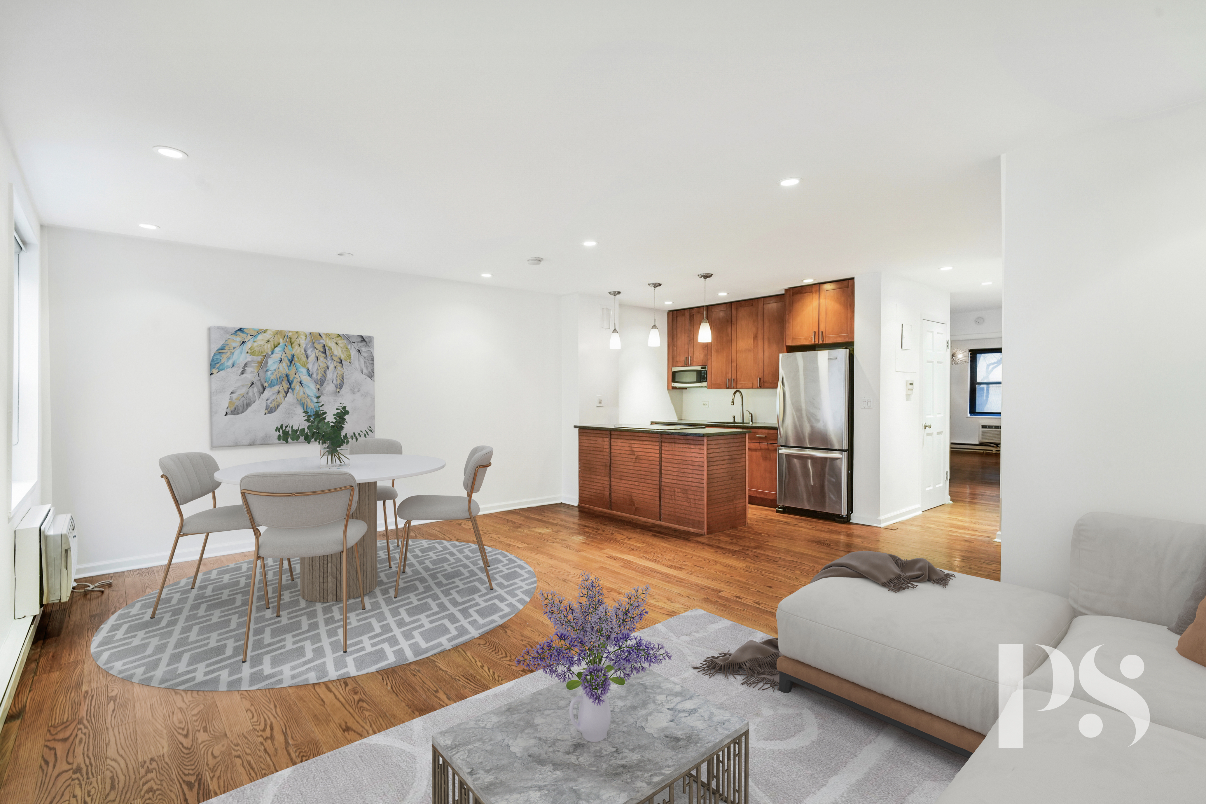 133 Barrow Street, Unit 1B Manhattan, NY 10014 - Photo 1 of 11 a living room with furniture and kitchen view