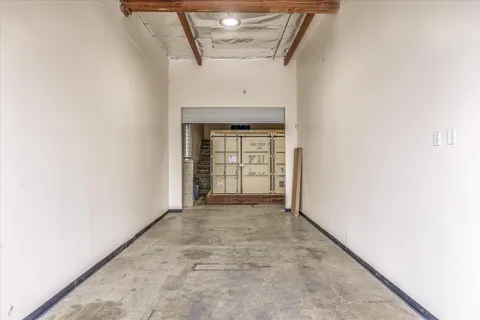 a view of workspace with cabinets