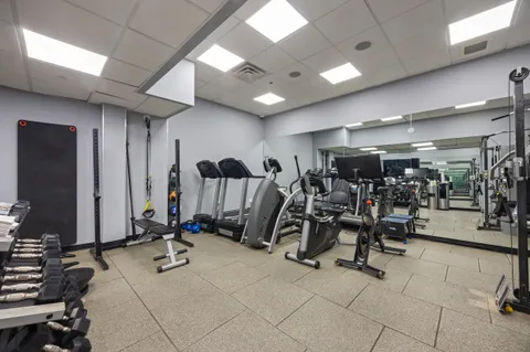 a view of a room with gym equipment