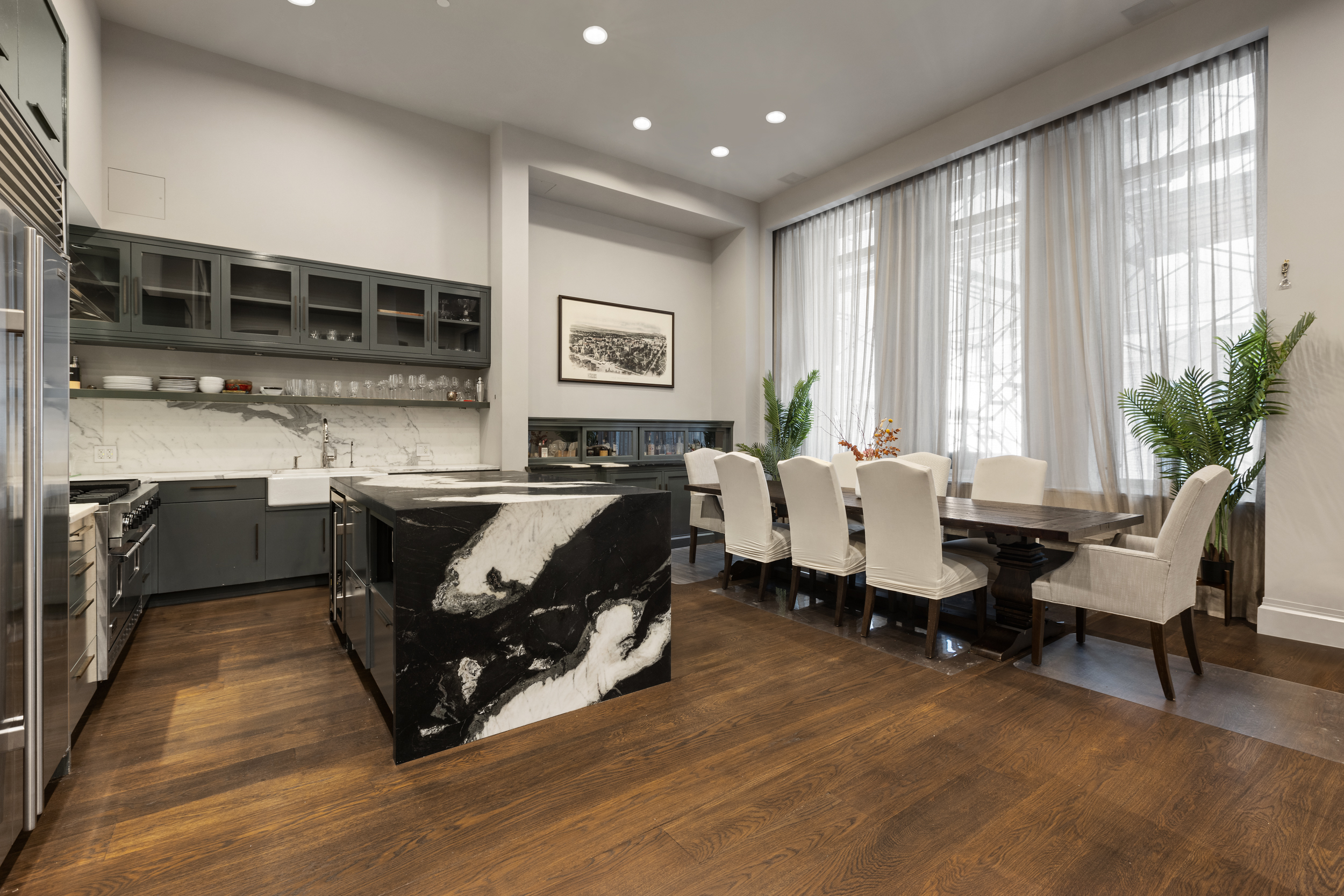 114 Liberty Street, Unit 2A Manhattan, NY 10006 - Photo 4 of 17 a living room with furniture and large windows