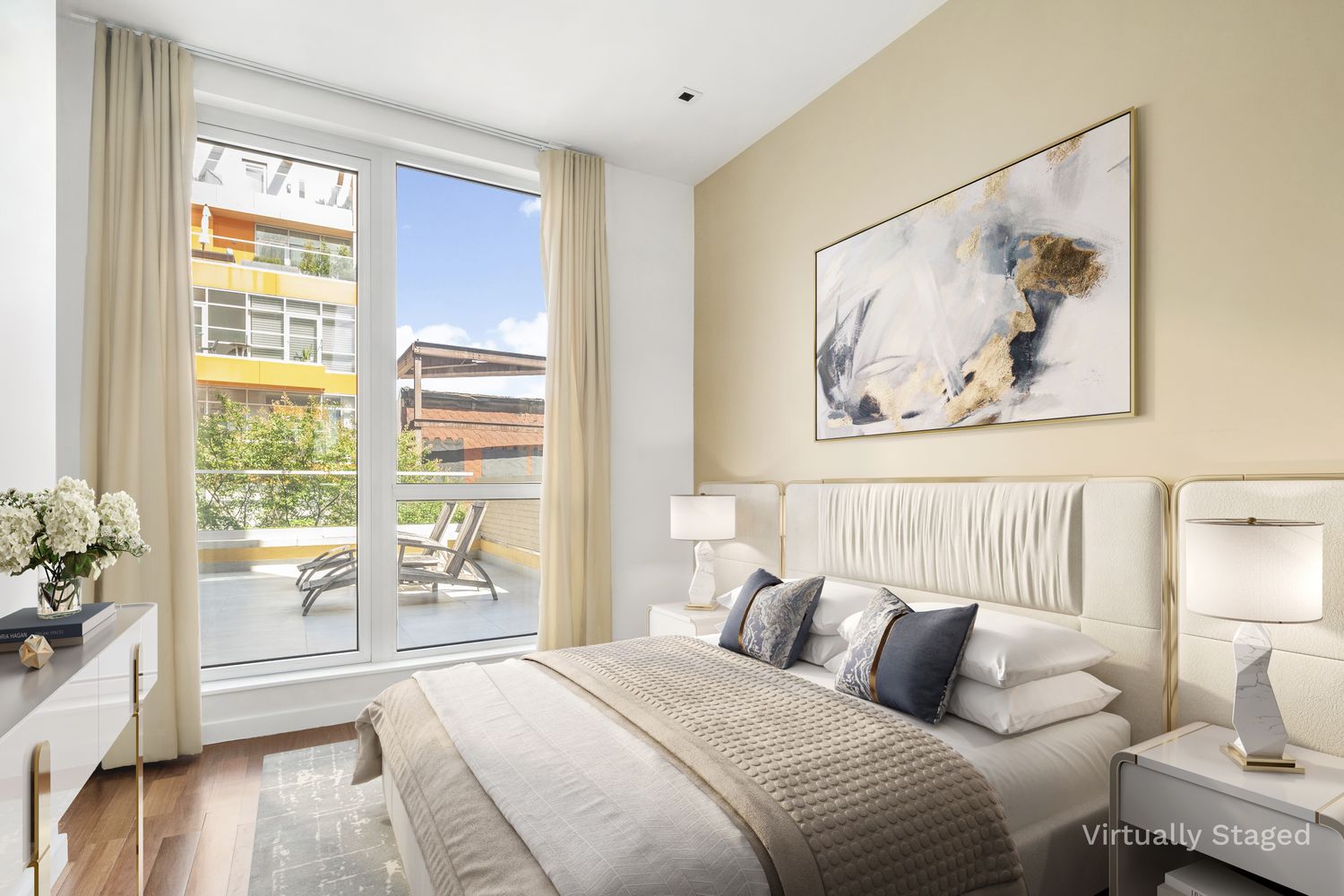 135 North 11th Street, Unit 2F Brooklyn, NY 11249 - Photo 5 of 10 a bedroom with a bed and a painting on the wall