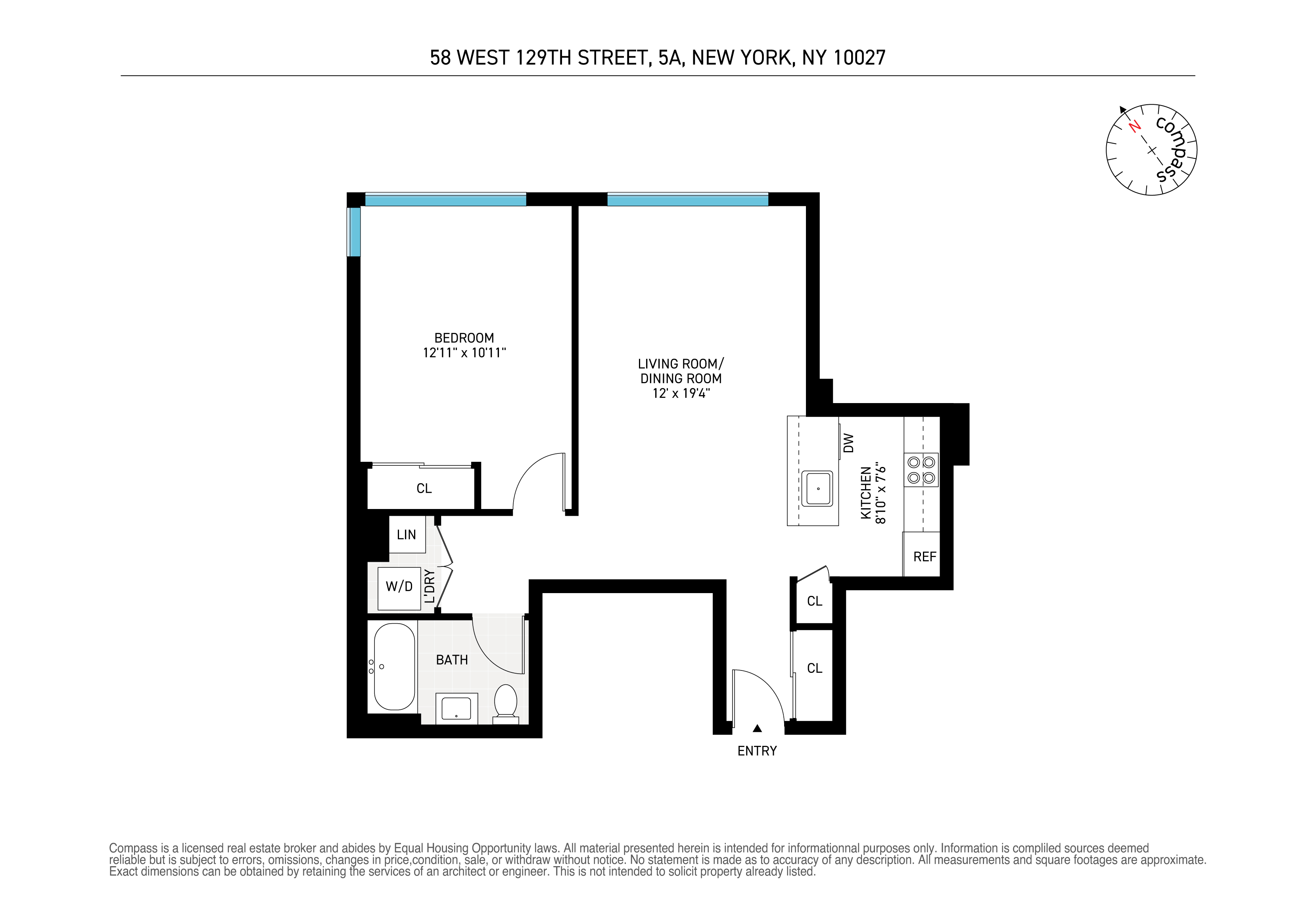 58 West 129th Street, Unit 5A Manhattan, NY 10027 - Photo 7 of 7 a picture of a floor plan