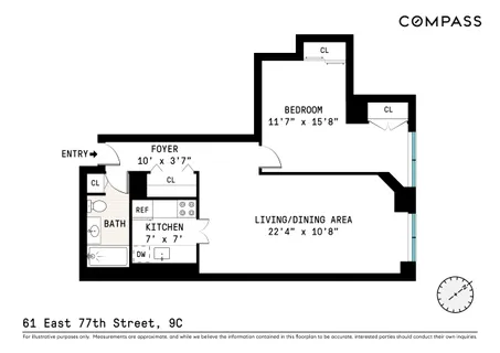 $650,000 | 61 East 77th Street, Unit 9C | Upper East Side