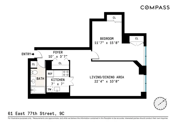 $685,000 | 61 East 77th Street, Unit 9C | Upper East Side